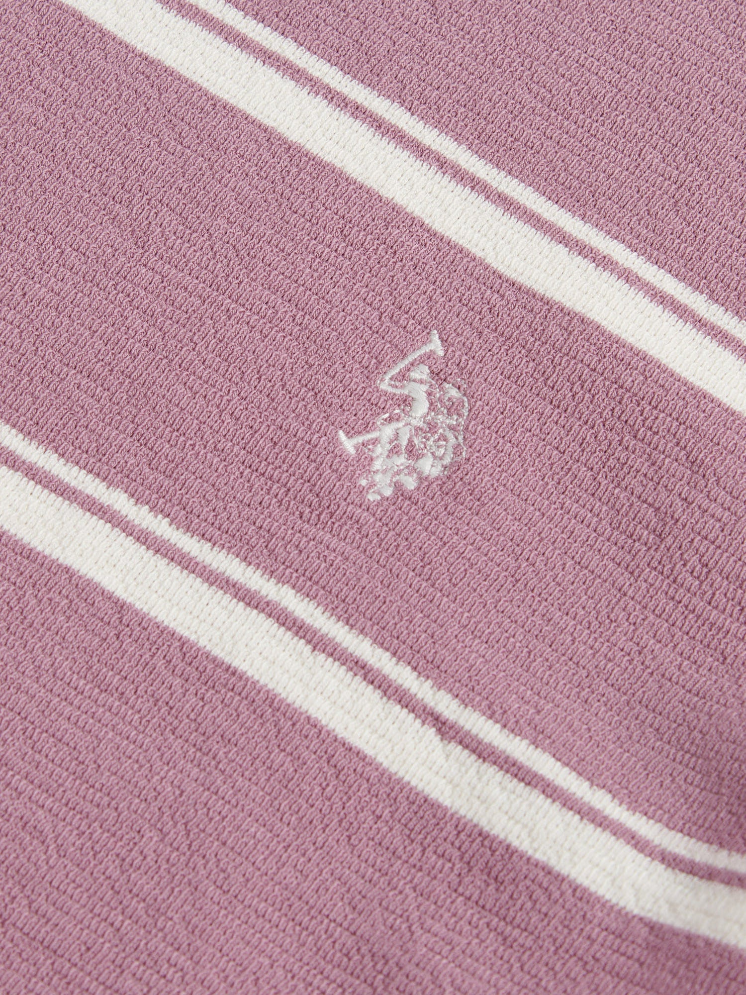 Mens Terry Stripe T-Shirt in Elderberry - Image 7