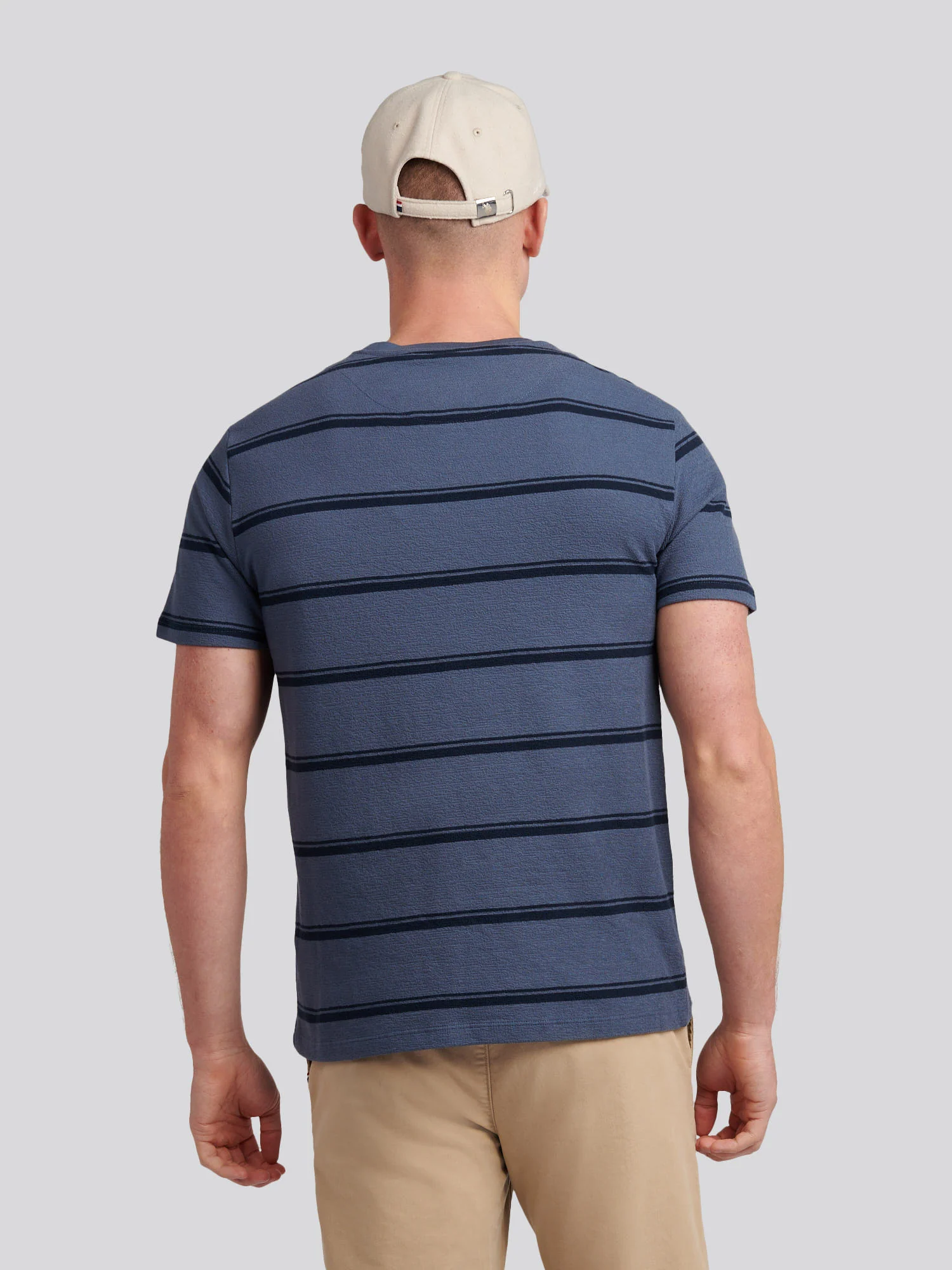 Mens Terry Stripe T-Shirt in Vintage Indigo - Image 4