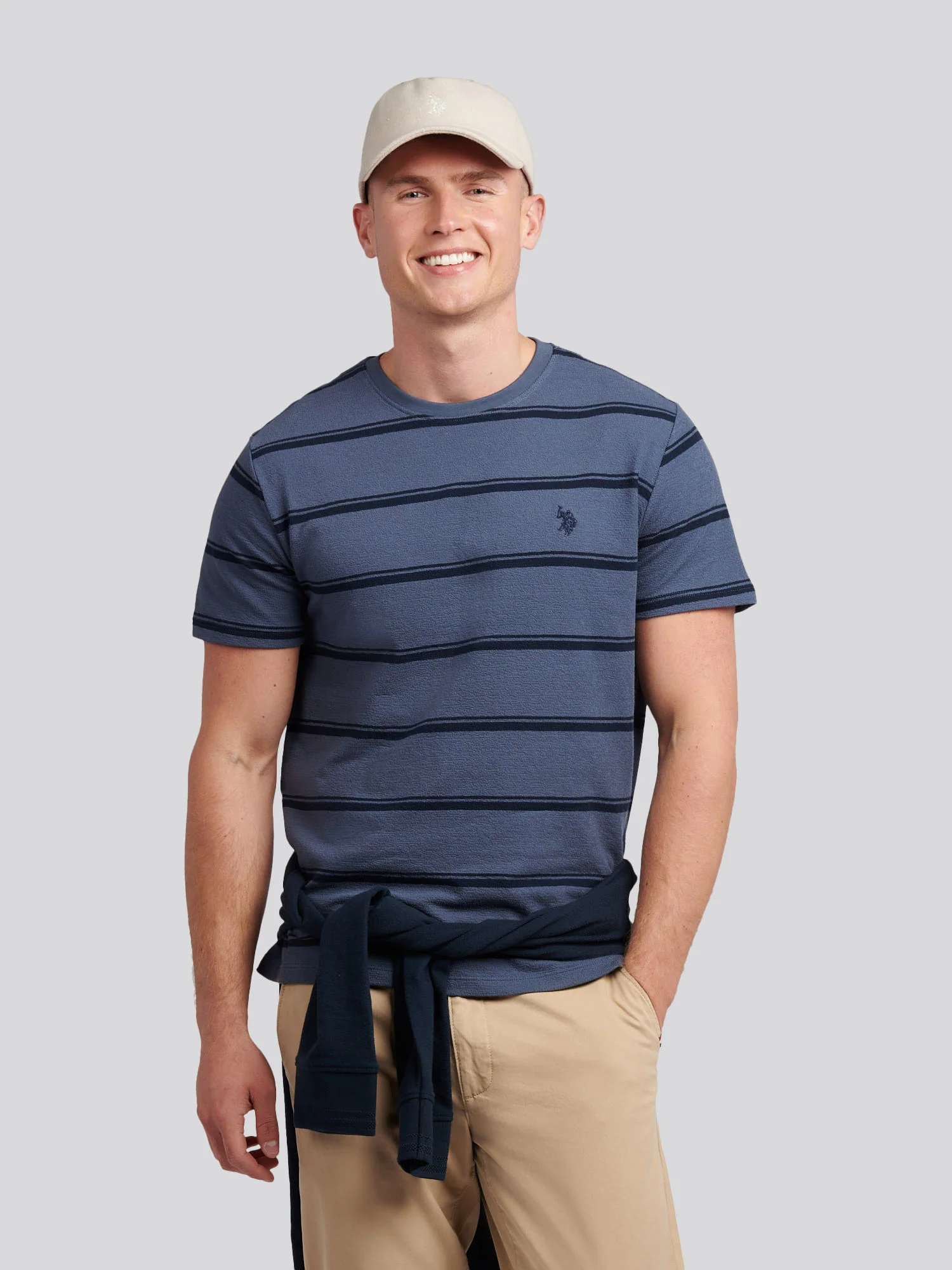 Mens Terry Stripe T-Shirt in Vintage Indigo - Image 5