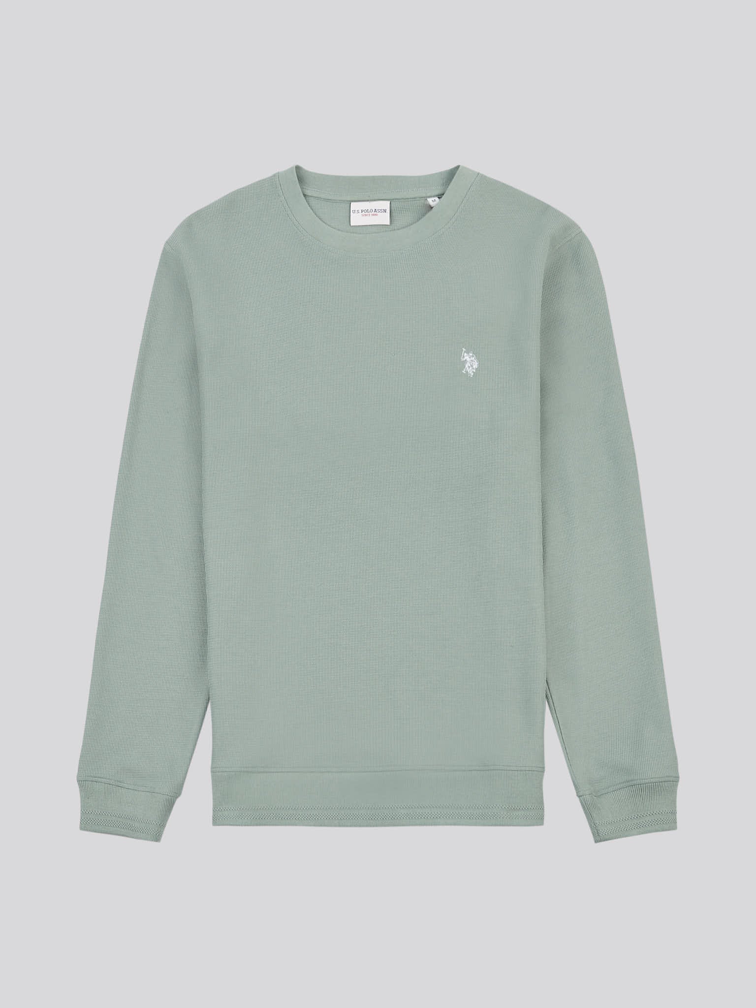 Mens Texture Crew Neck Sweatshirt in Chinois Green - Image 5