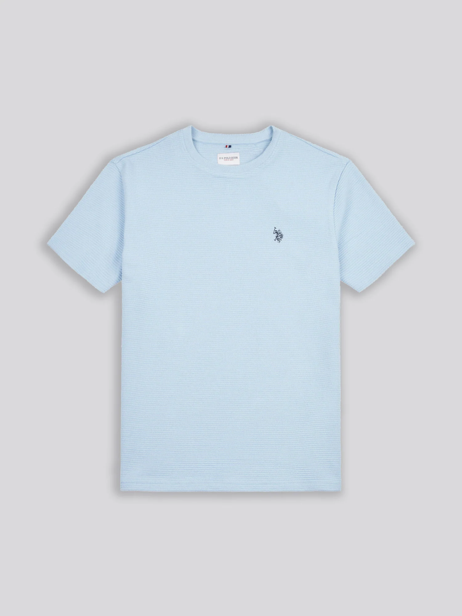 Mens Texture Double Horsemen T-Shirt in Chambray Blue - Image 6