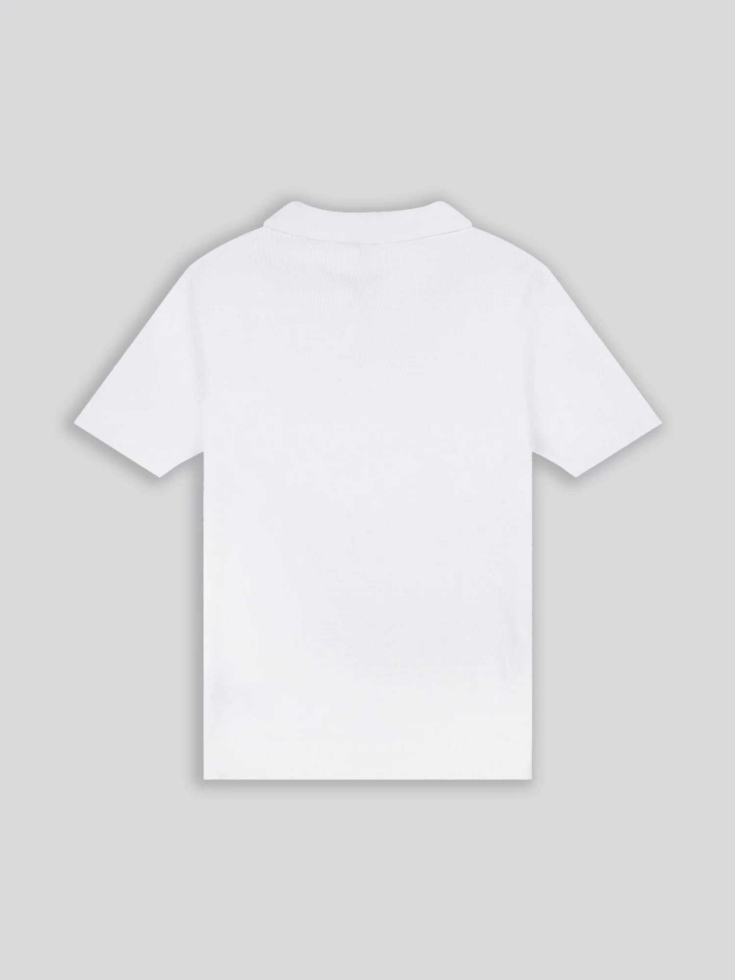 Mens Texture Open Collar Knit Polo Shirt in Bright White - Image 6