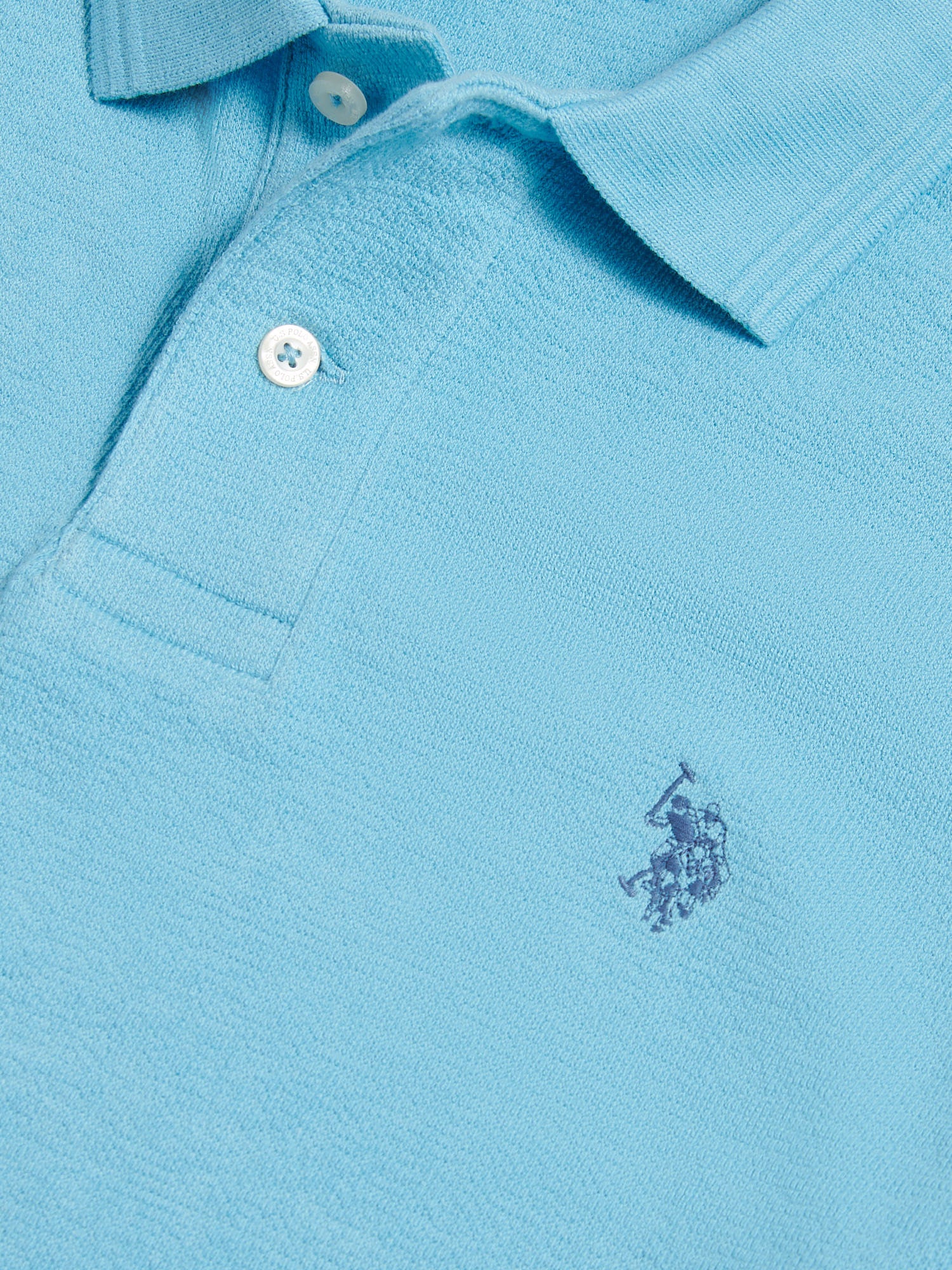 Mens Texture Terry Polo Shirt Air Blue - Image 3