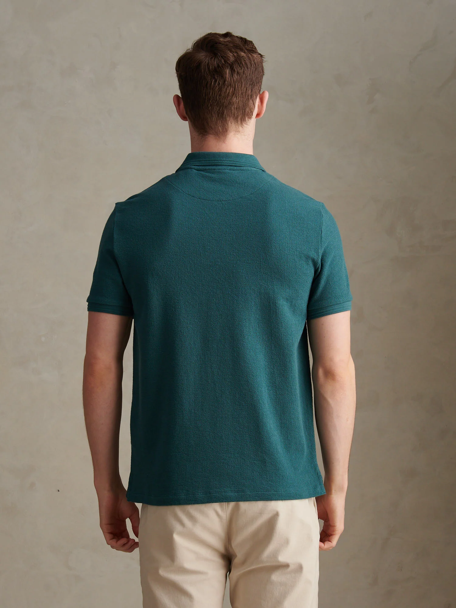Mens Texture Terry Polo Shirt Mediterranea - Image 4