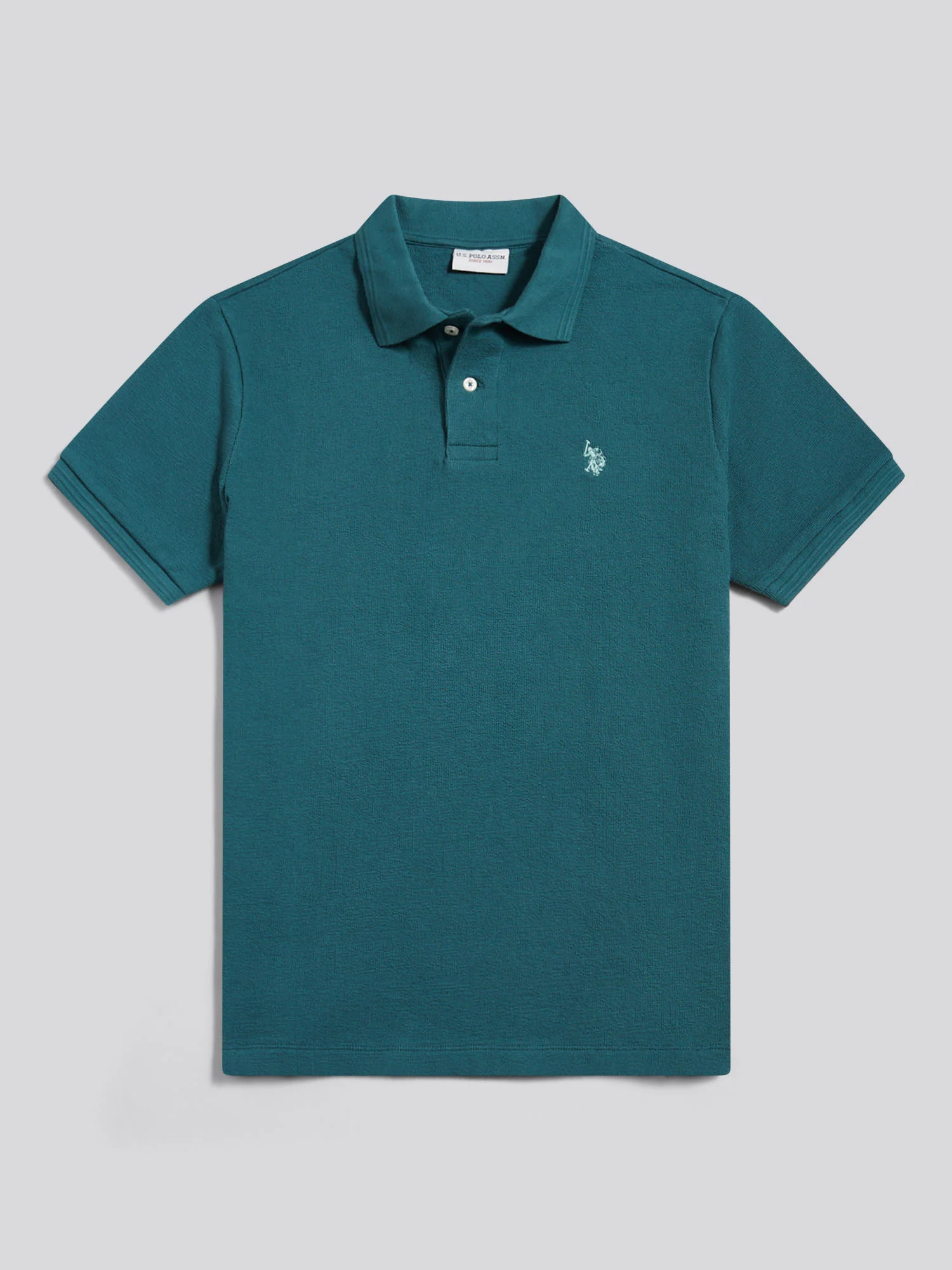 Mens Texture Terry Polo Shirt Mediterranea - Image 5