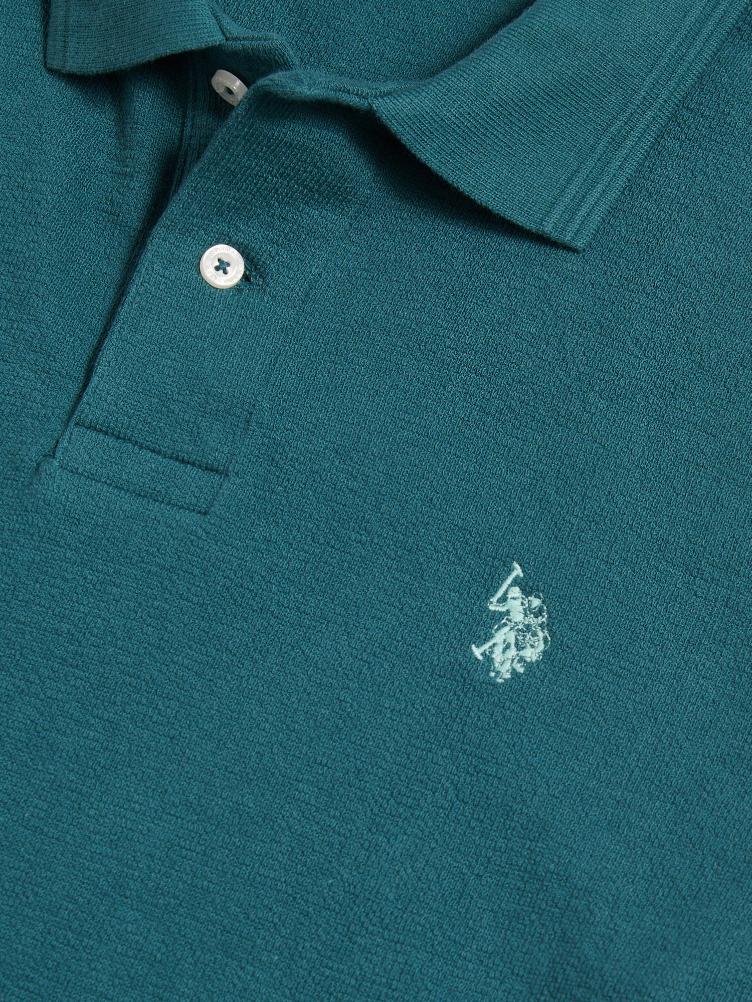 Mens Texture Terry Polo Shirt Mediterranea - Image 7