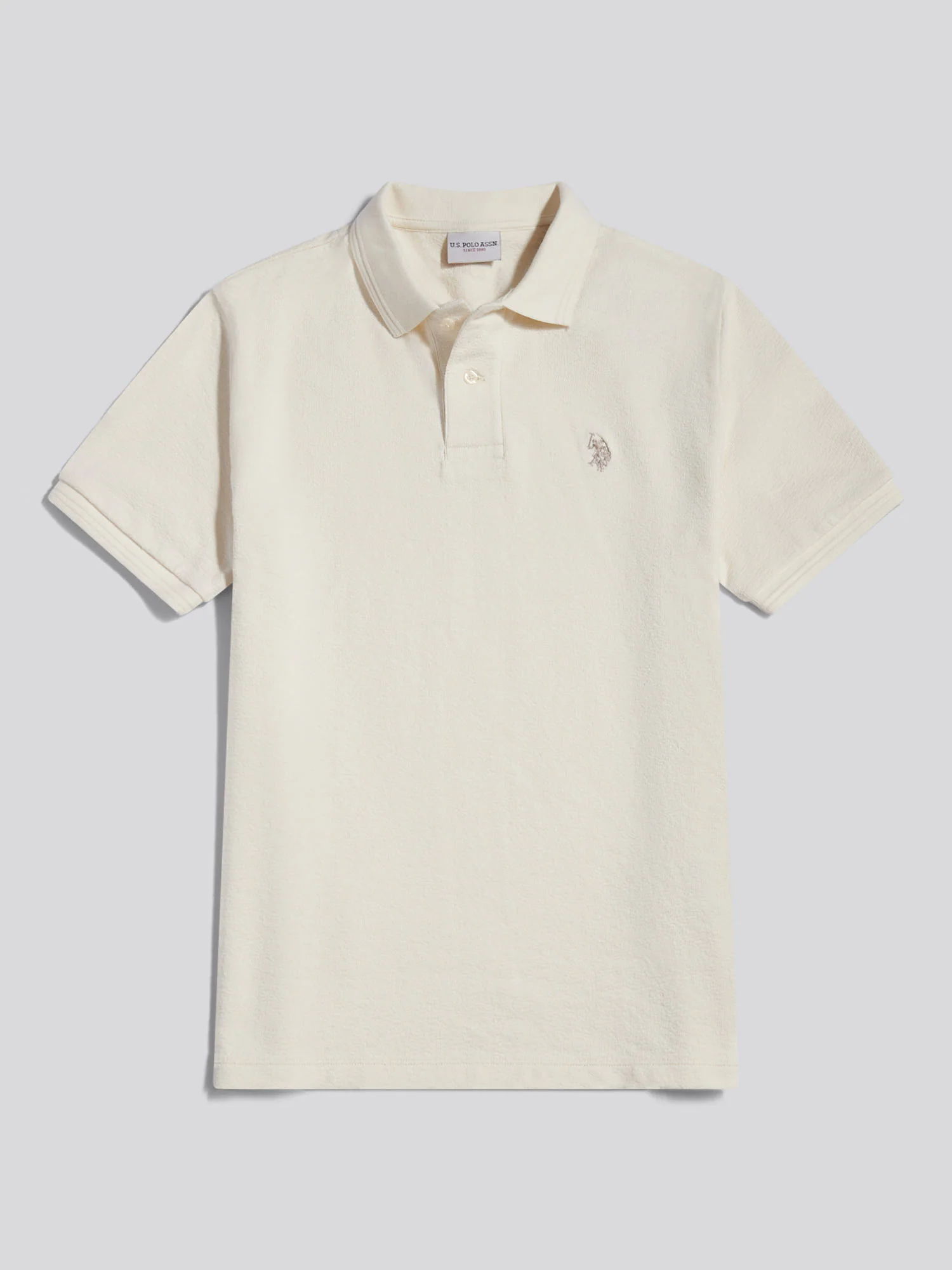 Mens Texture Terry Polo Shirt Whisper White - Image 6