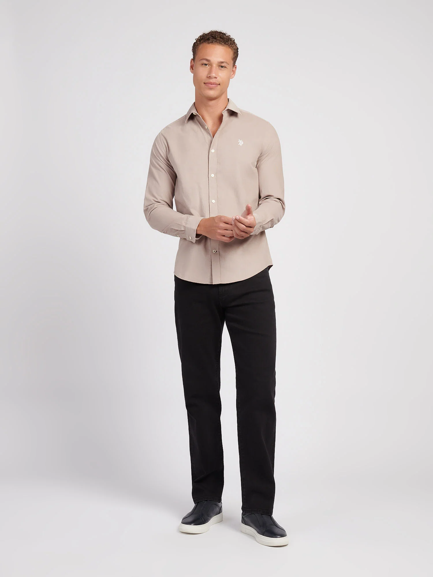 Mens Textured Corduroy Shirt in Atmosphere - Image 3