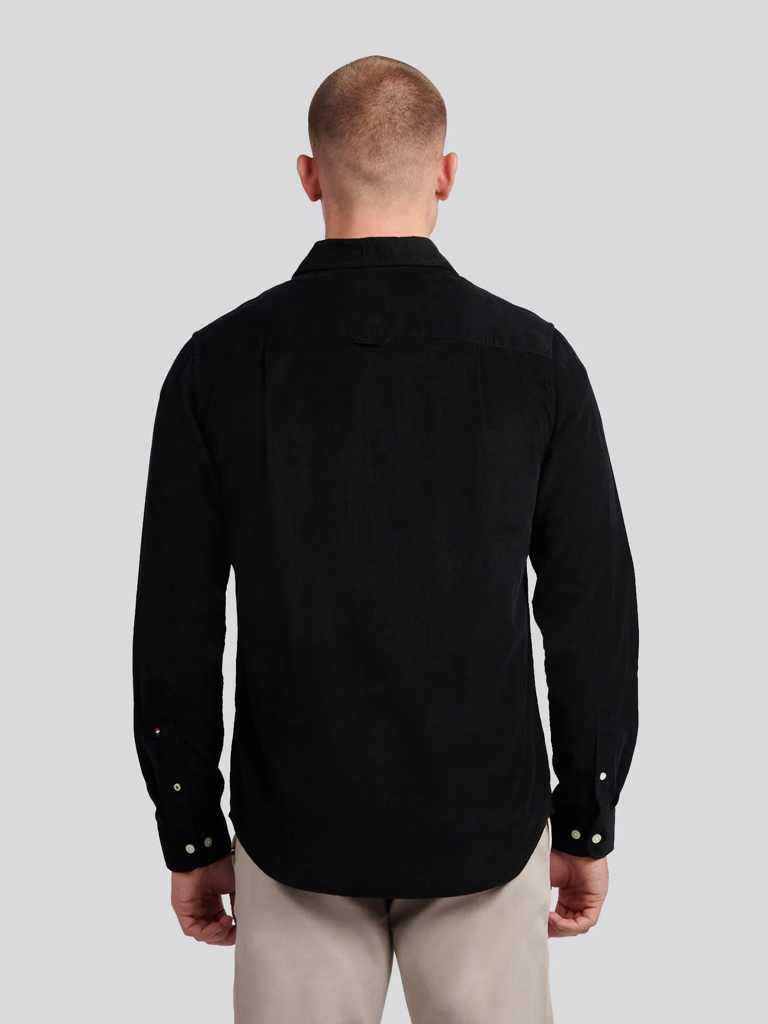 Mens Textured Corduroy Shirt in Black - Image 4