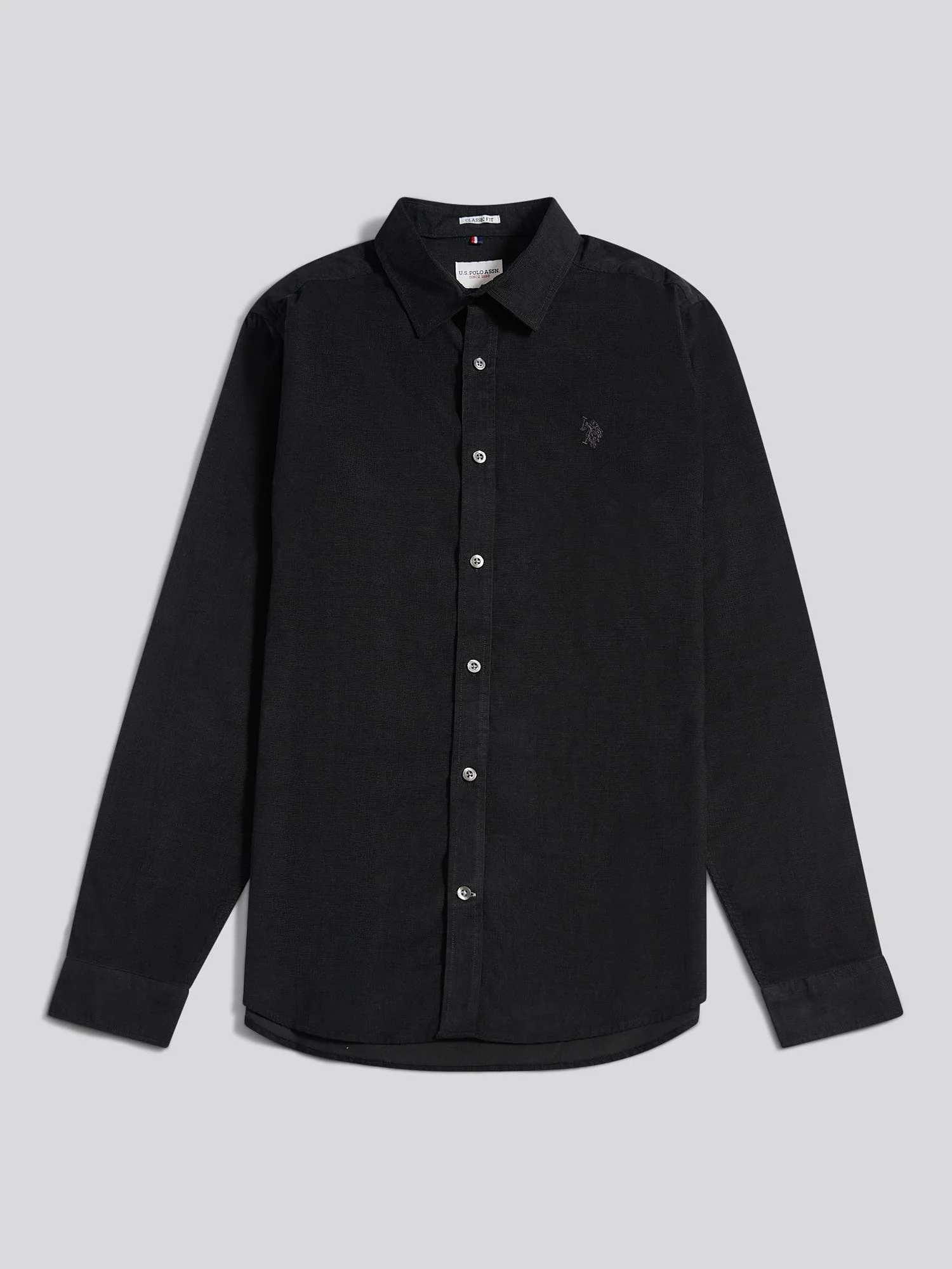 Mens Textured Corduroy Shirt in Black - Image 5