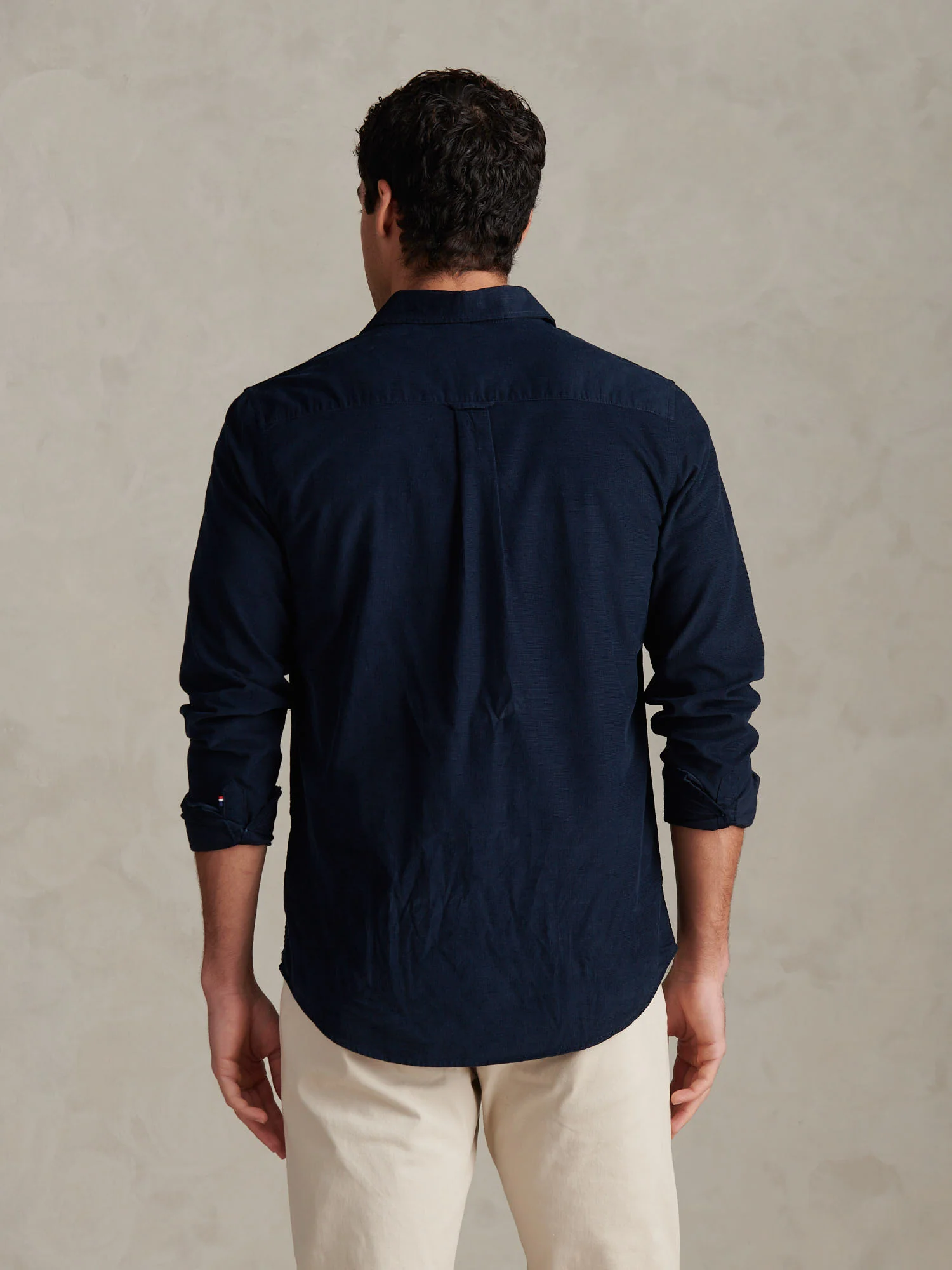 Mens Textured Corduroy Shirt in Dark Sapphire Navy / Moonlight Blue DHM - Image 4