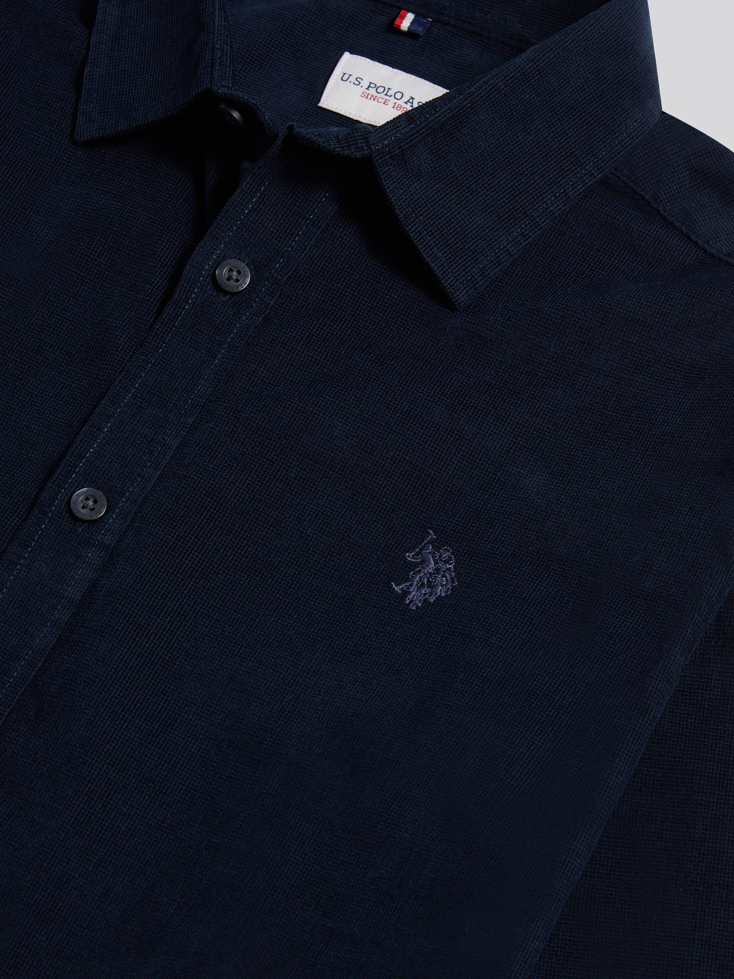 Mens Textured Corduroy Shirt in Dark Sapphire Navy / Moonlight Blue DHM - Image 8