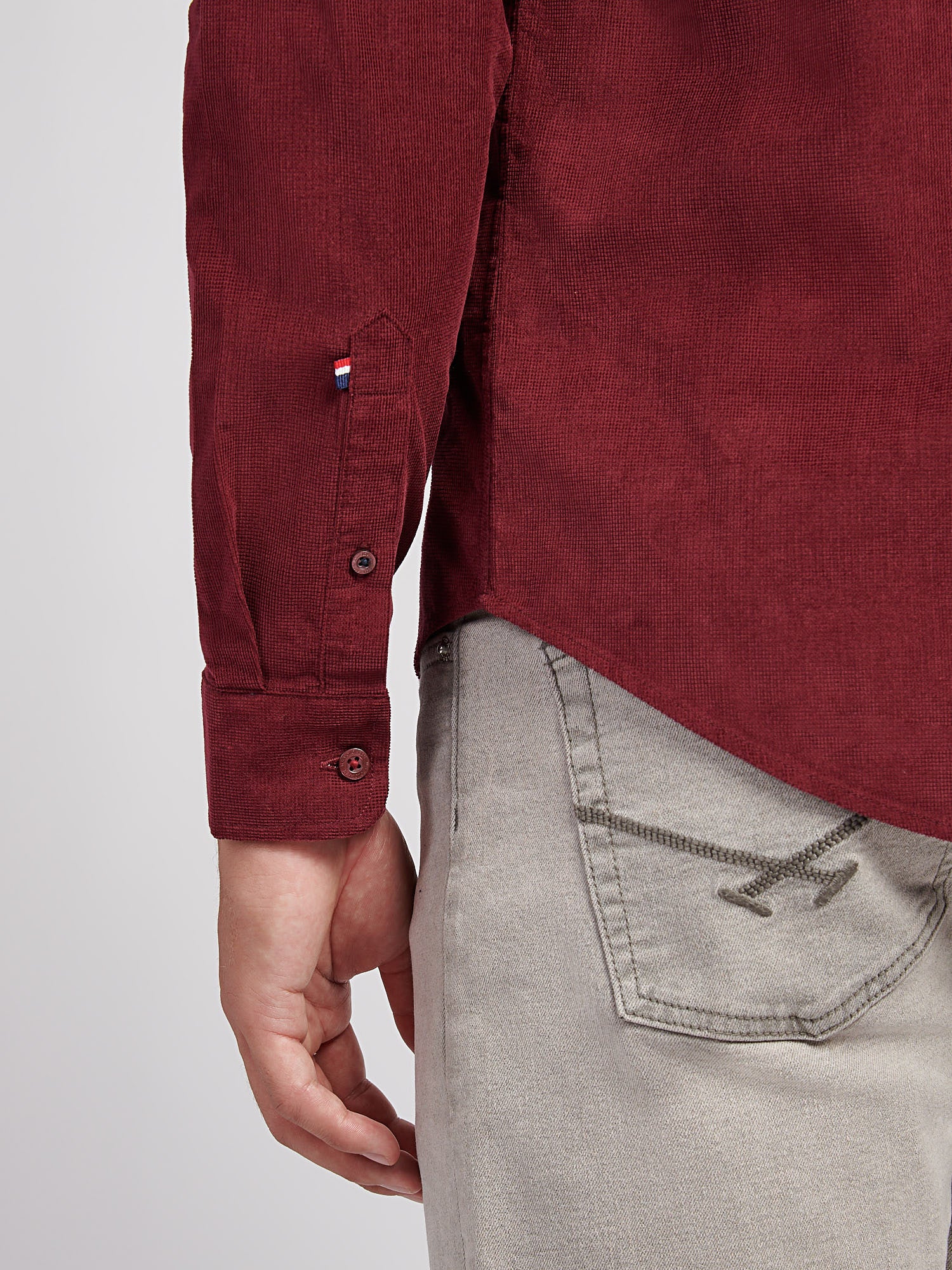 Mens Textured Corduroy Shirt in Windsor Wine - Image 5