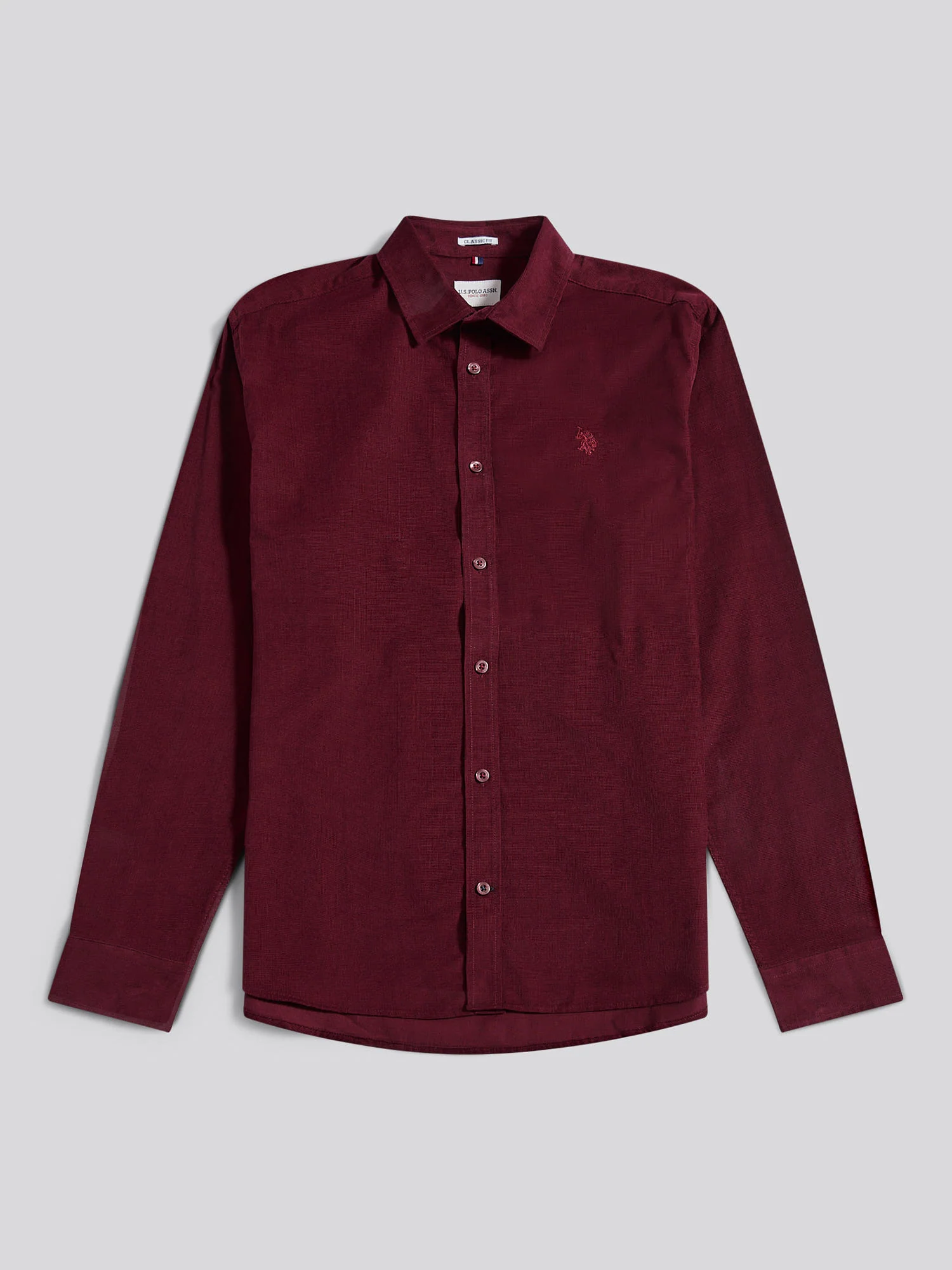 Mens Textured Corduroy Shirt in Windsor Wine - Image 6