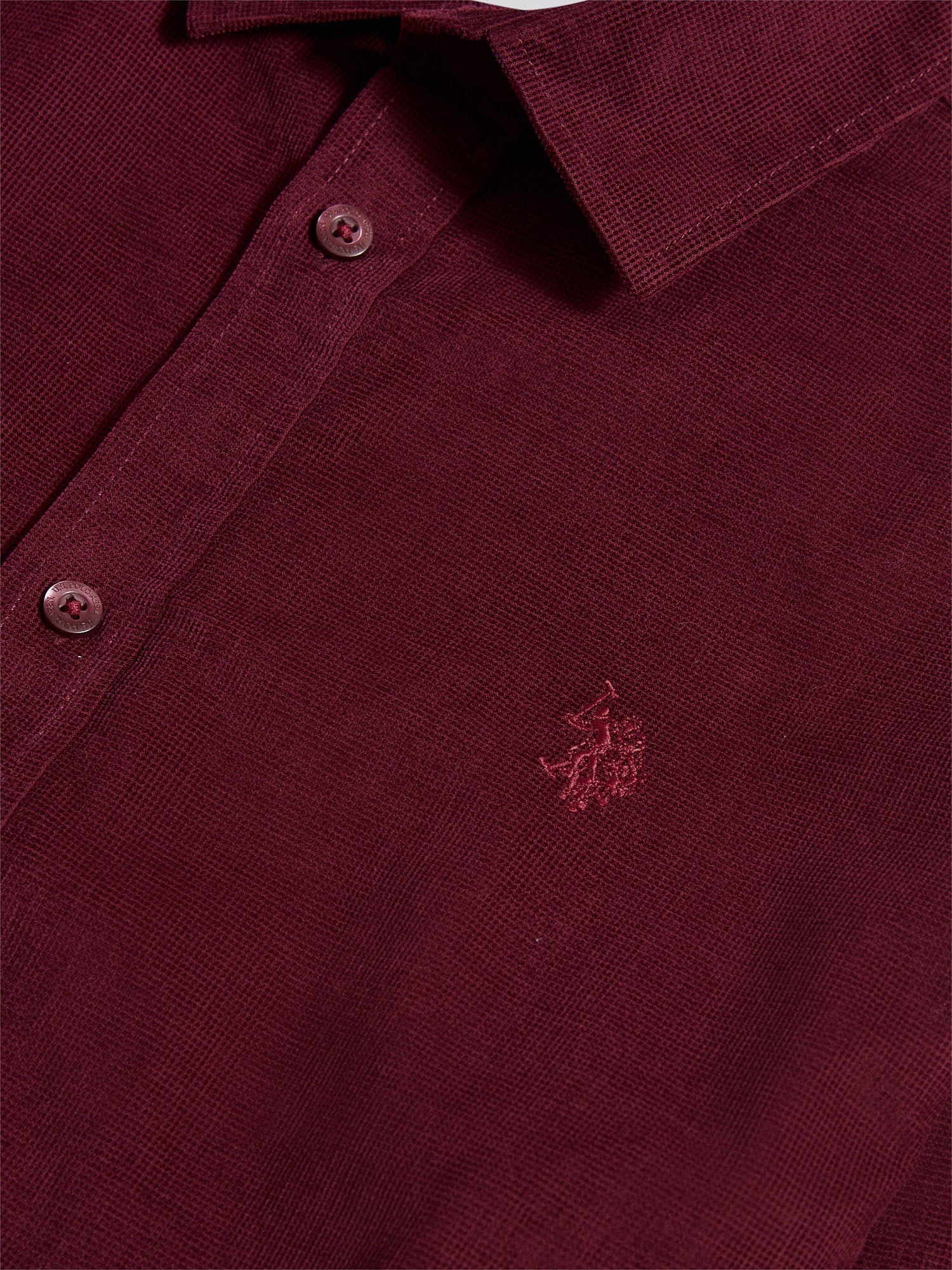Mens Textured Corduroy Shirt in Windsor Wine - Image 8