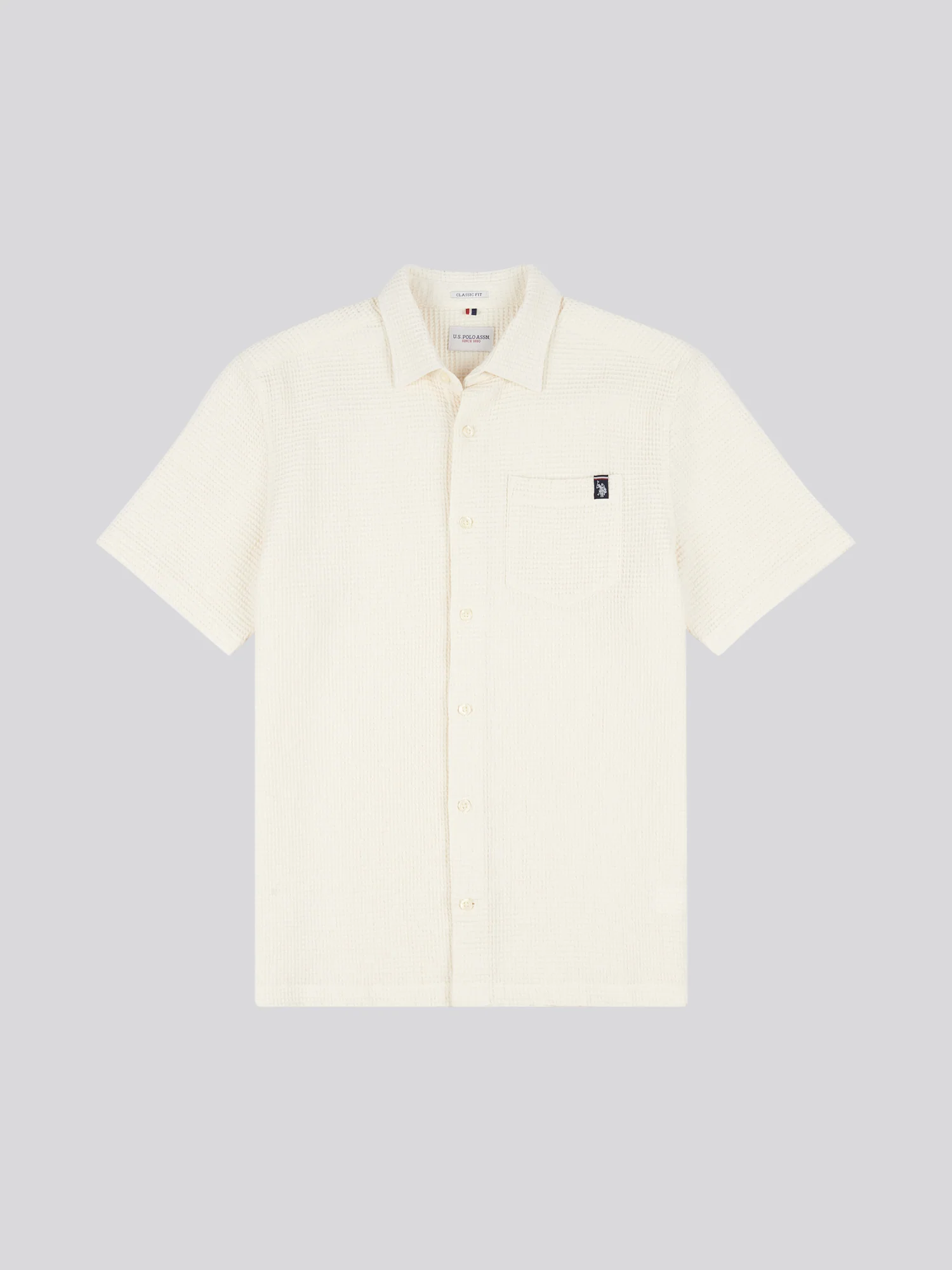 Mens  Textured Waffle Short Sleeve Shirt in Bright White - Image 5