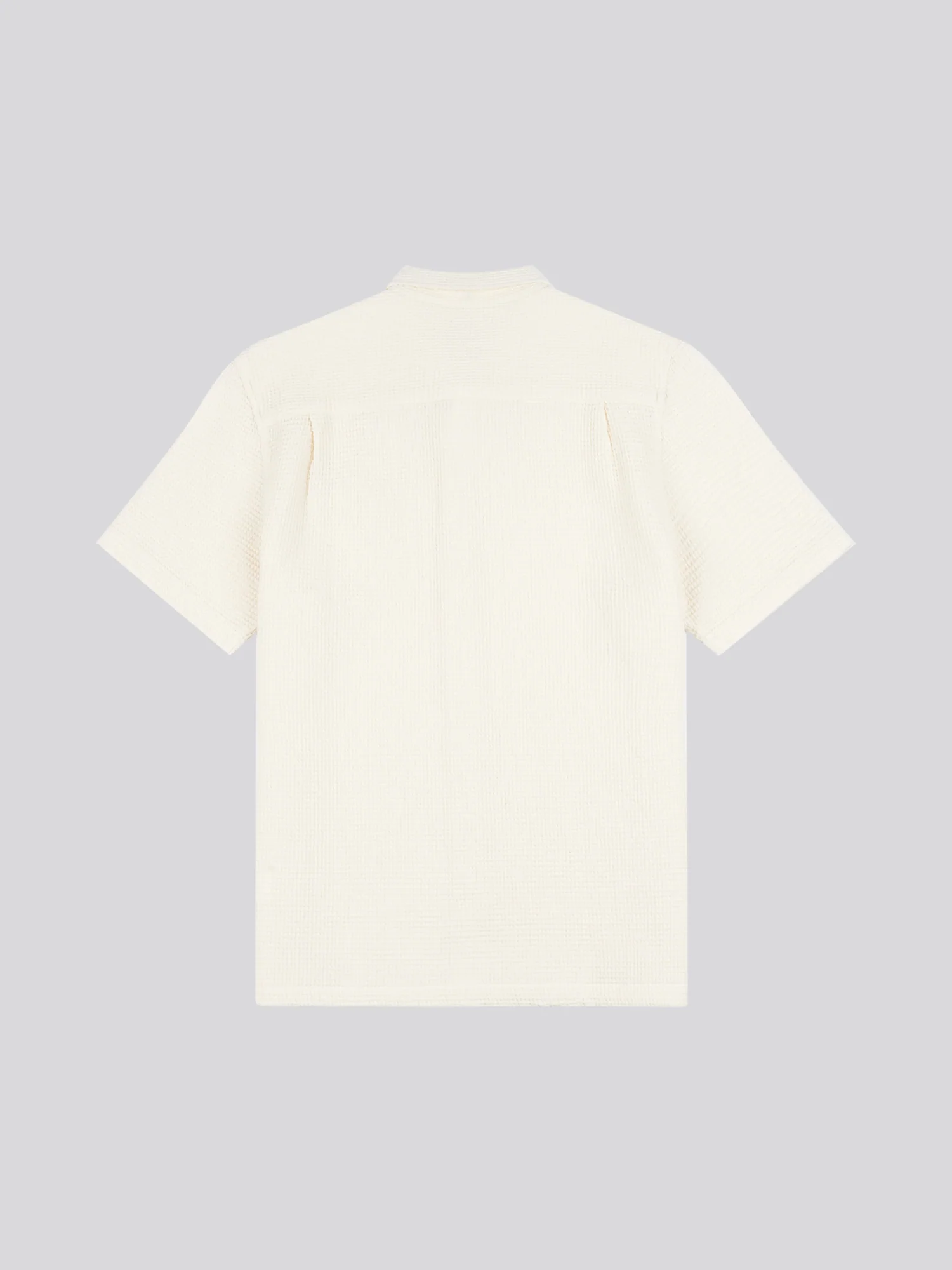 Mens  Textured Waffle Short Sleeve Shirt in Bright White - Image 6