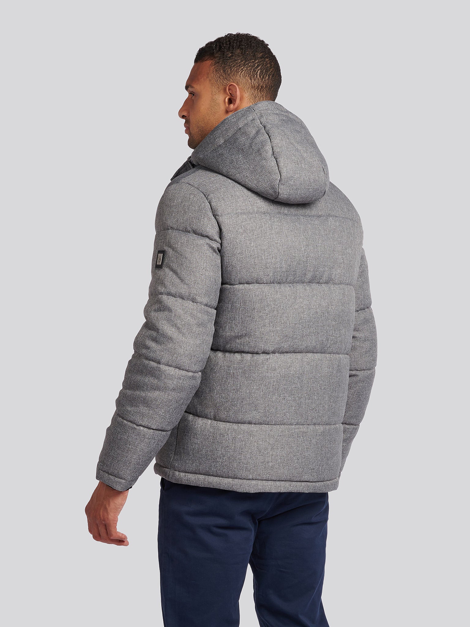 Mens Textured Winter Puffer Jacket in Charcoal - Image 4