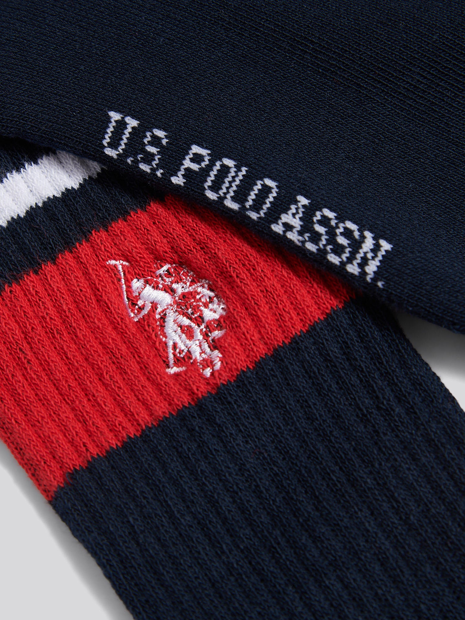 Mens 3 Pack Brand Stripe Socks Dark Sapphire Navy - Image 2
