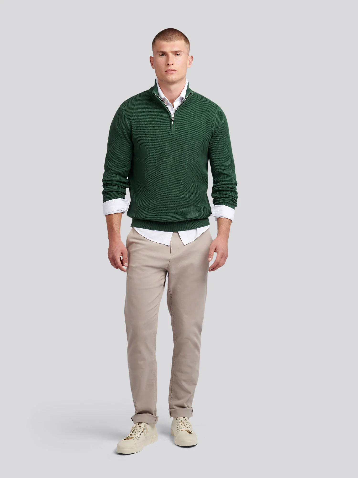 Mens Twill Texture Knit Funnel in Pineneedle - Image 3