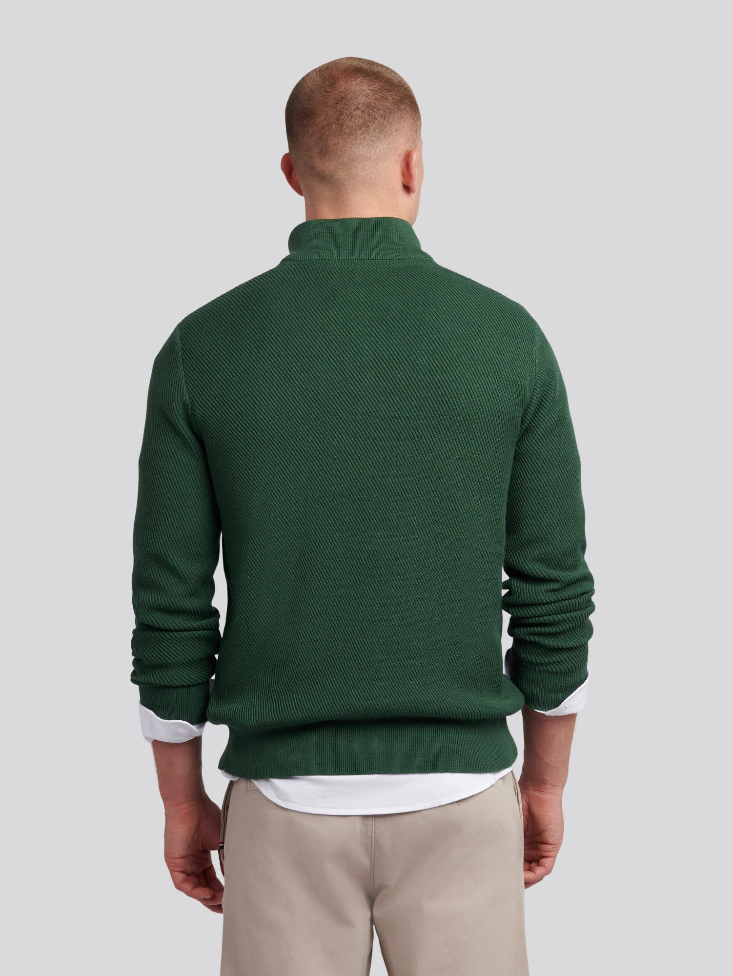 Mens Twill Texture Knit Funnel in Pineneedle - Image 4