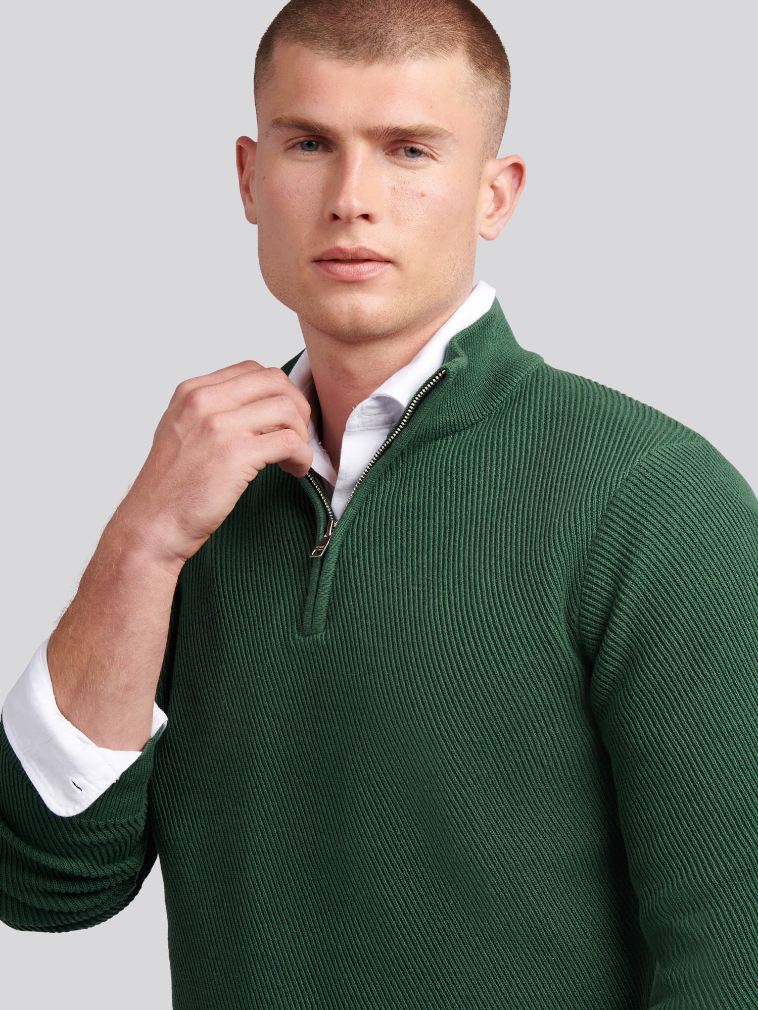 Mens Twill Texture Knit Funnel in Pineneedle - Image 5