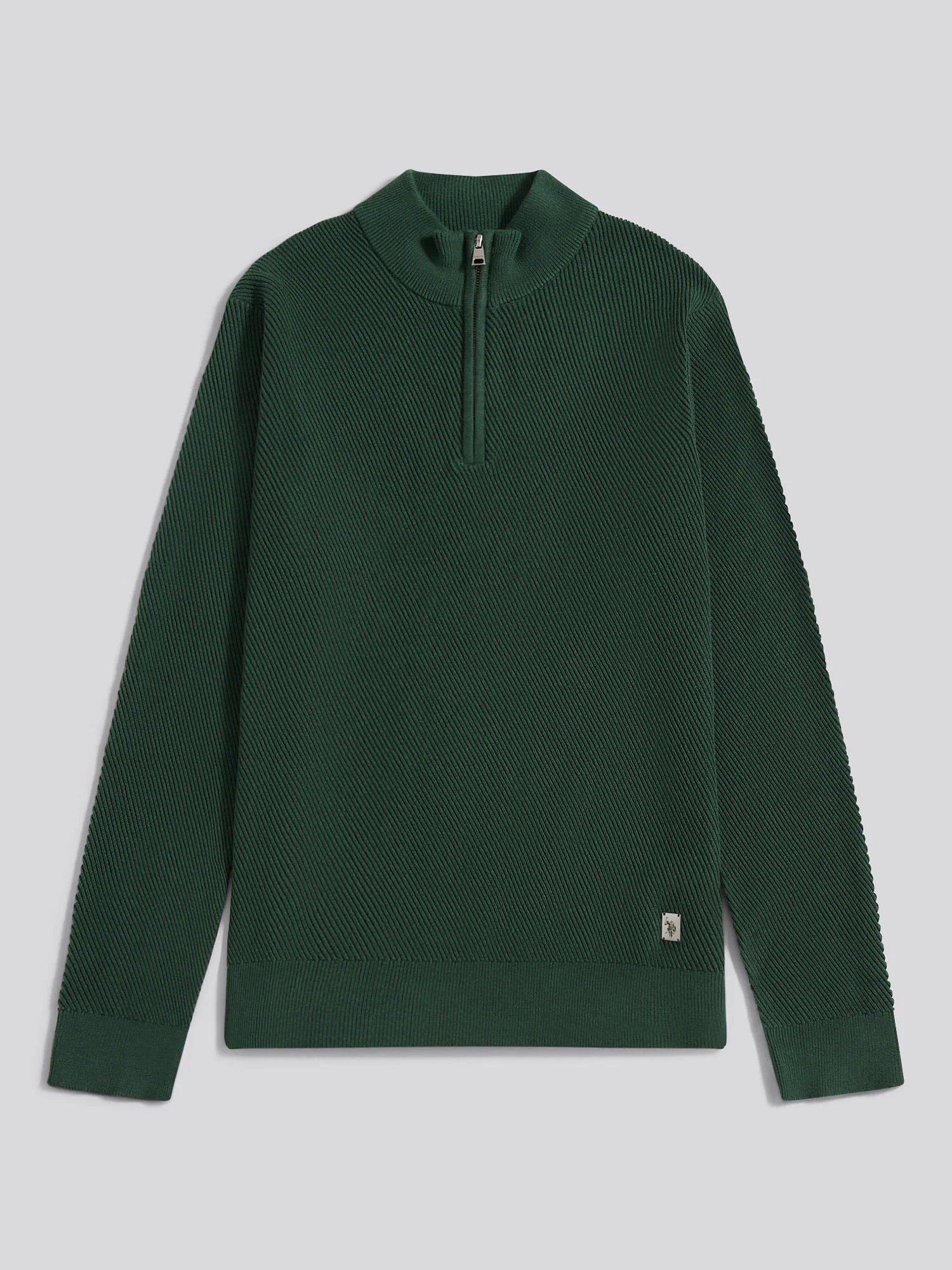 Mens Twill Texture Knit Funnel in Pineneedle - Image 6