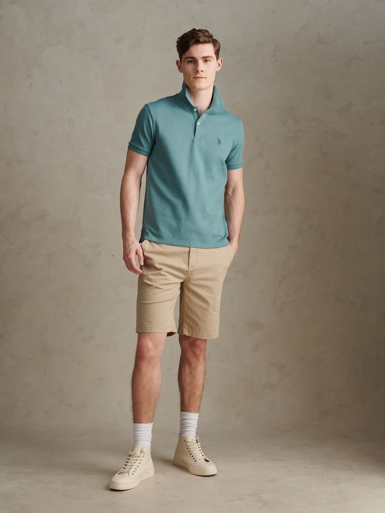 Mens Twill Texture Polo Shirt Arctic - Image 3