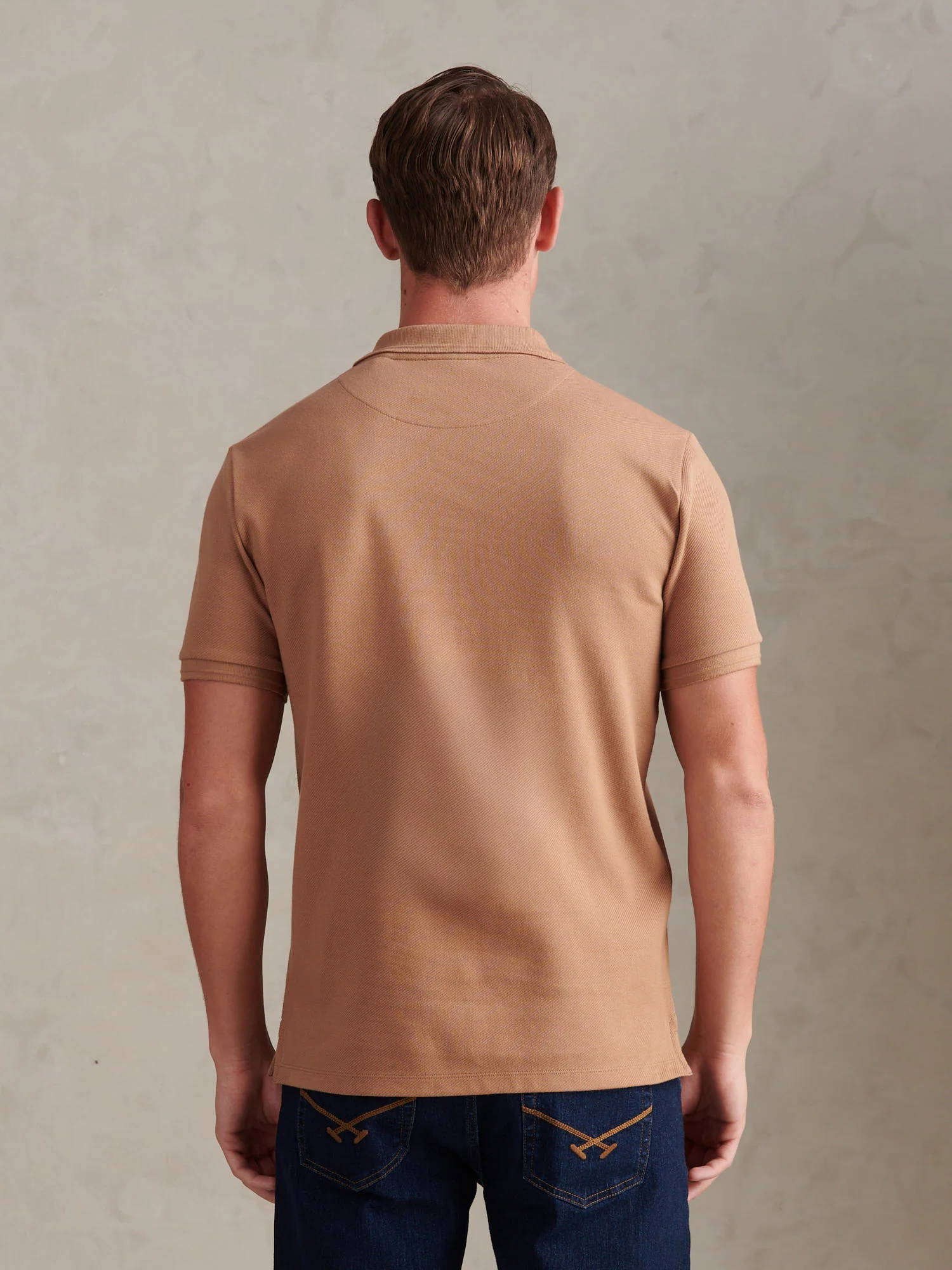 Mens Twill Texture Polo Shirt Burro - Image 4