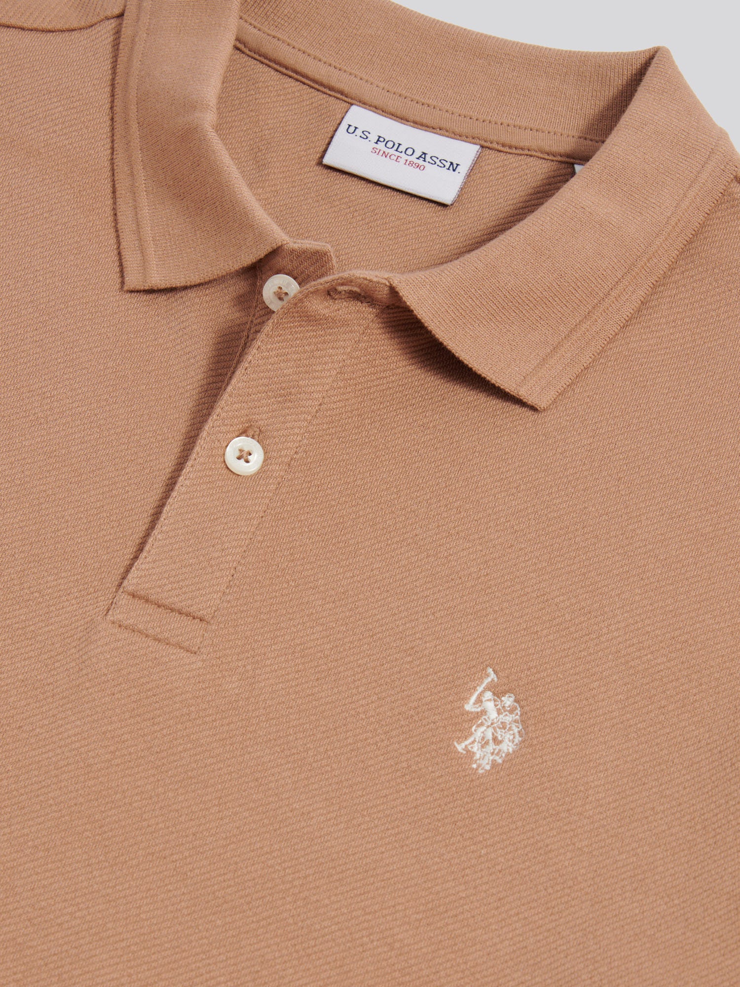Mens Twill Texture Polo Shirt Burro - Image 7