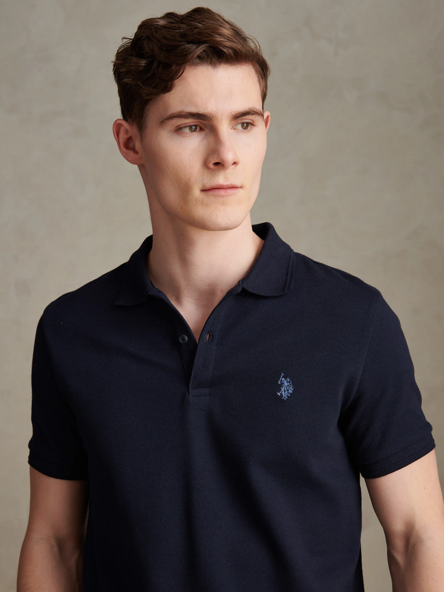 Mens Twill Texture Polo Shirt Dark Sapphire Navy - Image 2