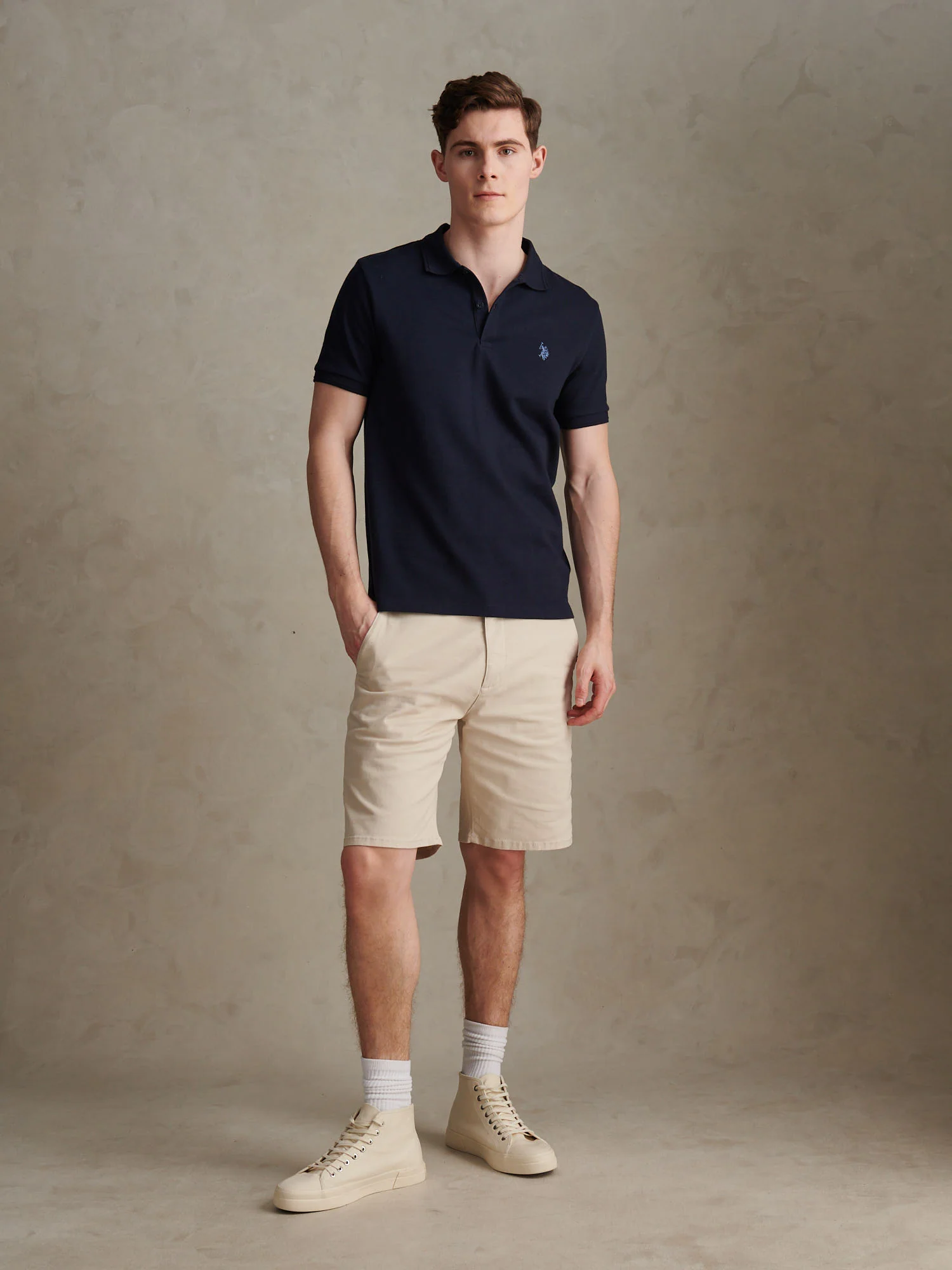 Mens Twill Texture Polo Shirt Dark Sapphire Navy - Image 3