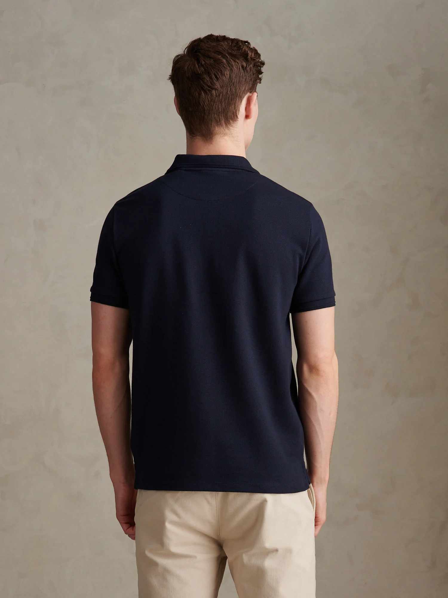 Mens Twill Texture Polo Shirt Dark Sapphire Navy - Image 4