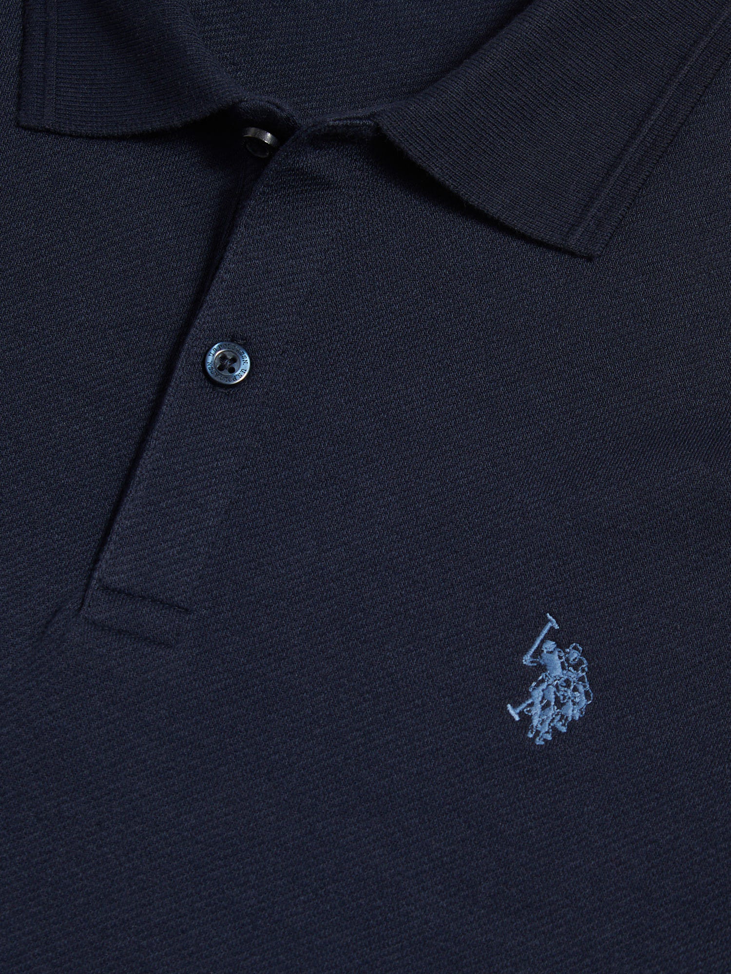 Mens Twill Texture Polo Shirt Dark Sapphire Navy - Image 7