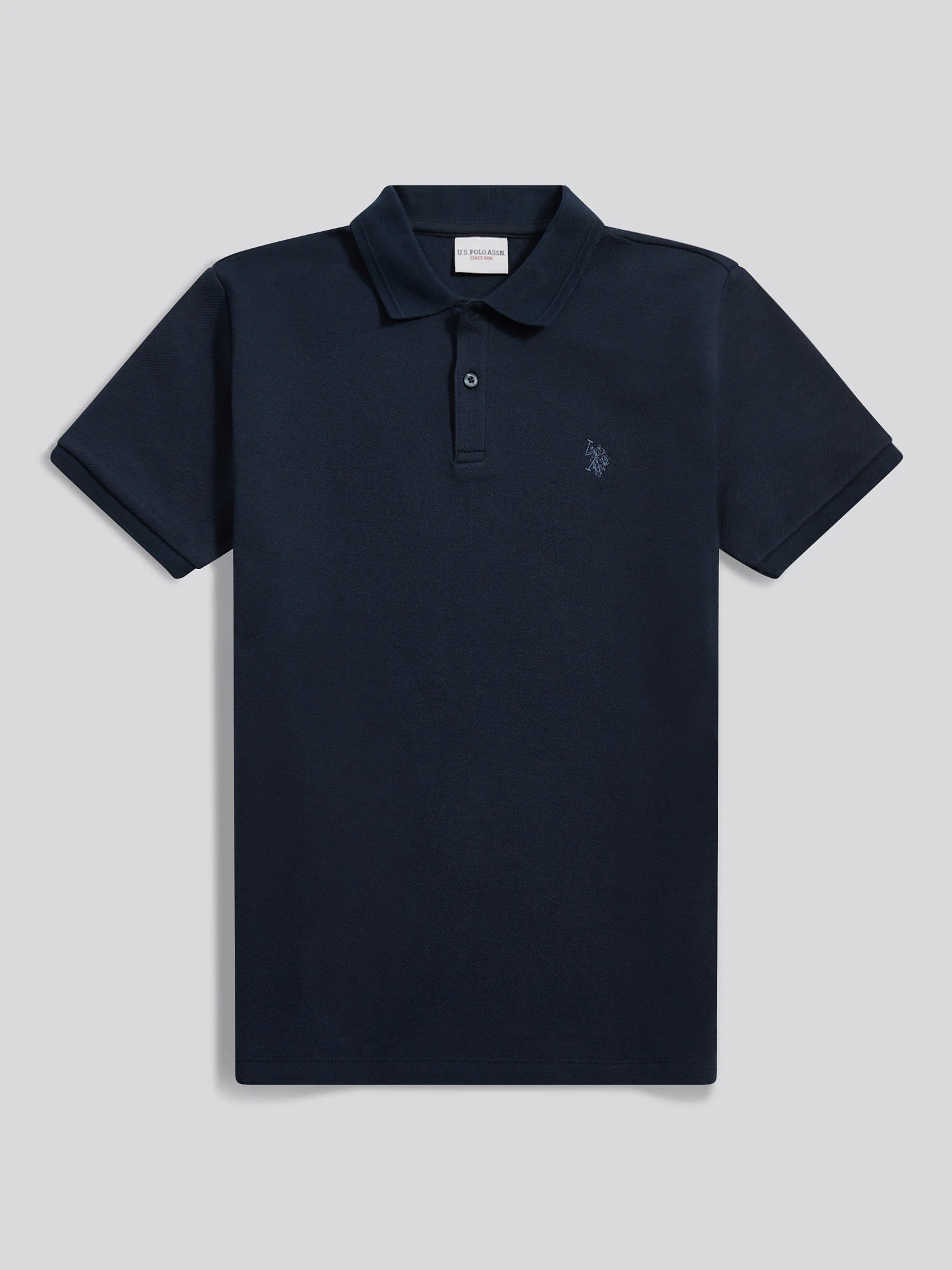 Mens Twill Texture Polo Shirt Dark Sapphire Navy / Moonlight Blue DHM - Image 5