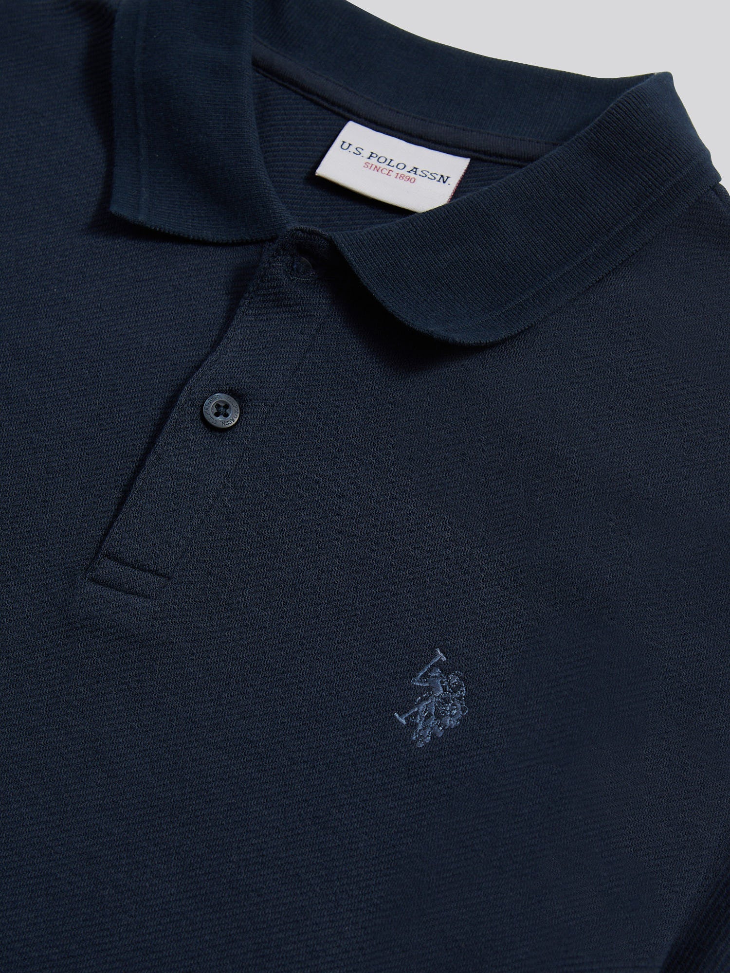 Mens Twill Texture Polo Shirt Dark Sapphire Navy / Moonlight Blue DHM - Image 7