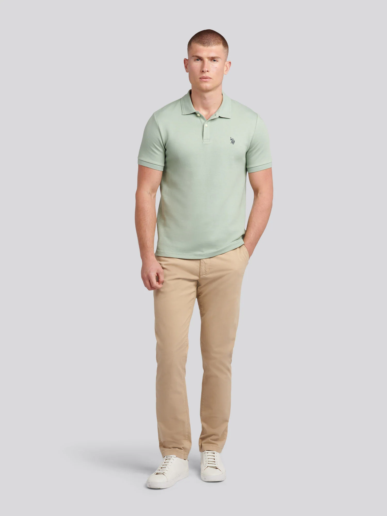 Mens Twill Texture Polo Shirt Iceberg Green - Image 3