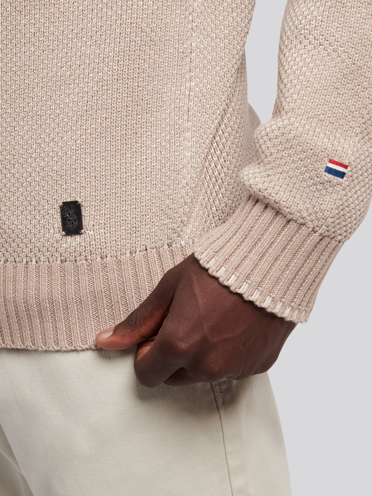 Mens Twisted Yarn Knit Crew in Atmosphere - Image 2