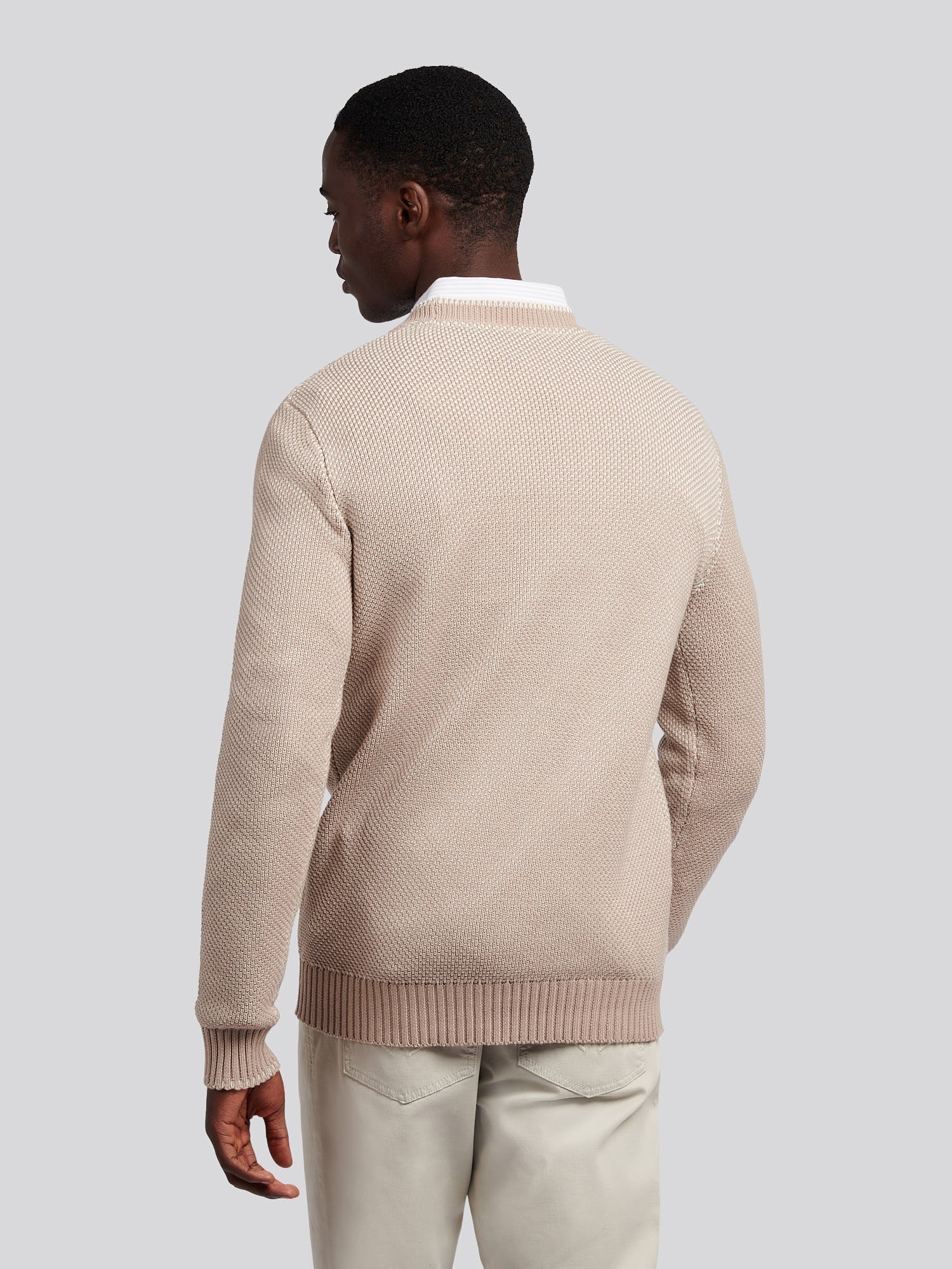 Mens Twisted Yarn Knit Crew in Atmosphere - Image 3