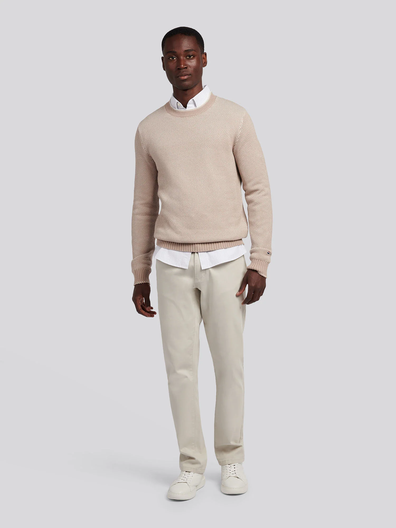 Mens Twisted Yarn Knit Crew in Atmosphere - Image 4