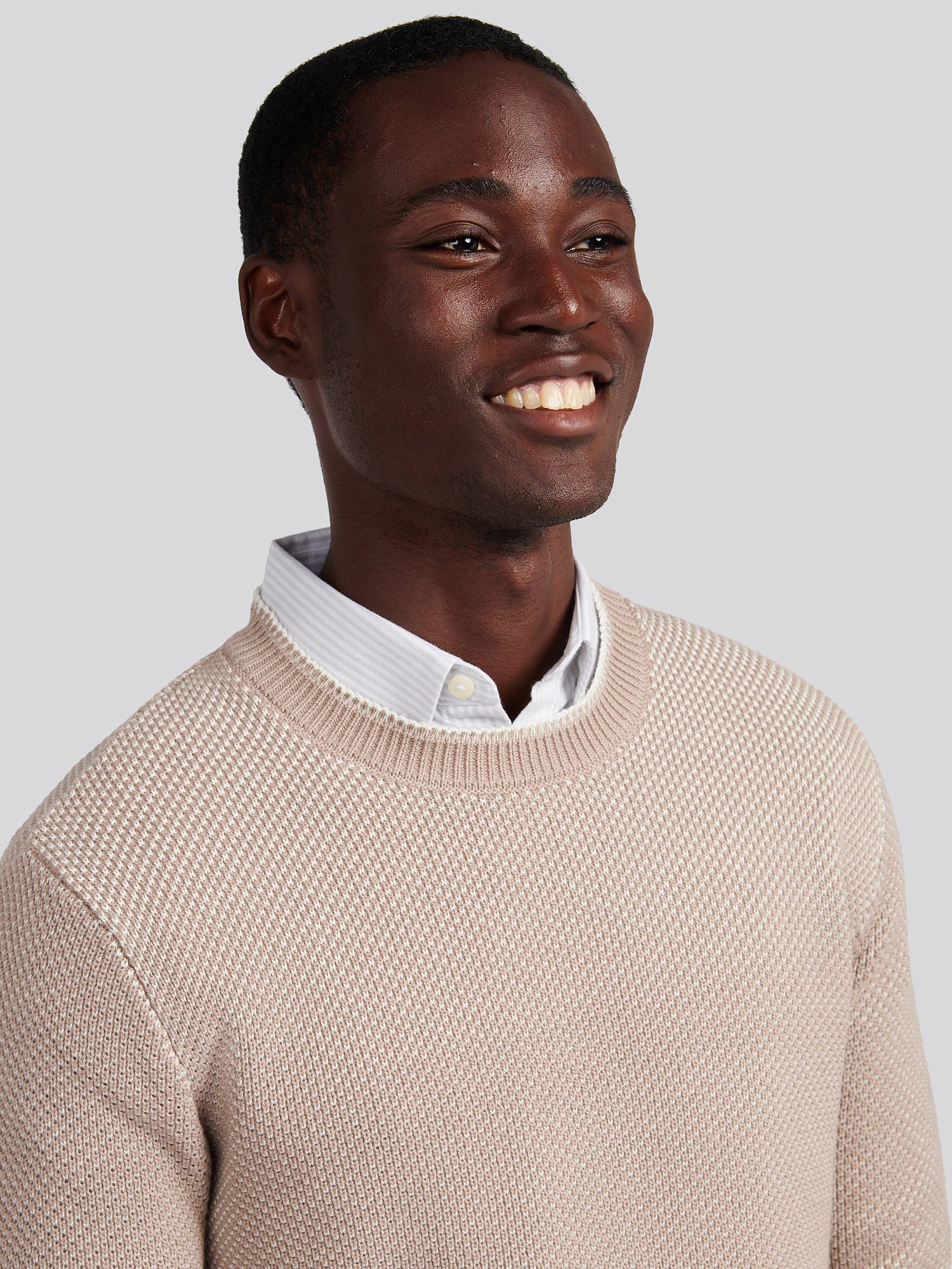 Mens Twisted Yarn Knit Crew in Atmosphere - Image 5