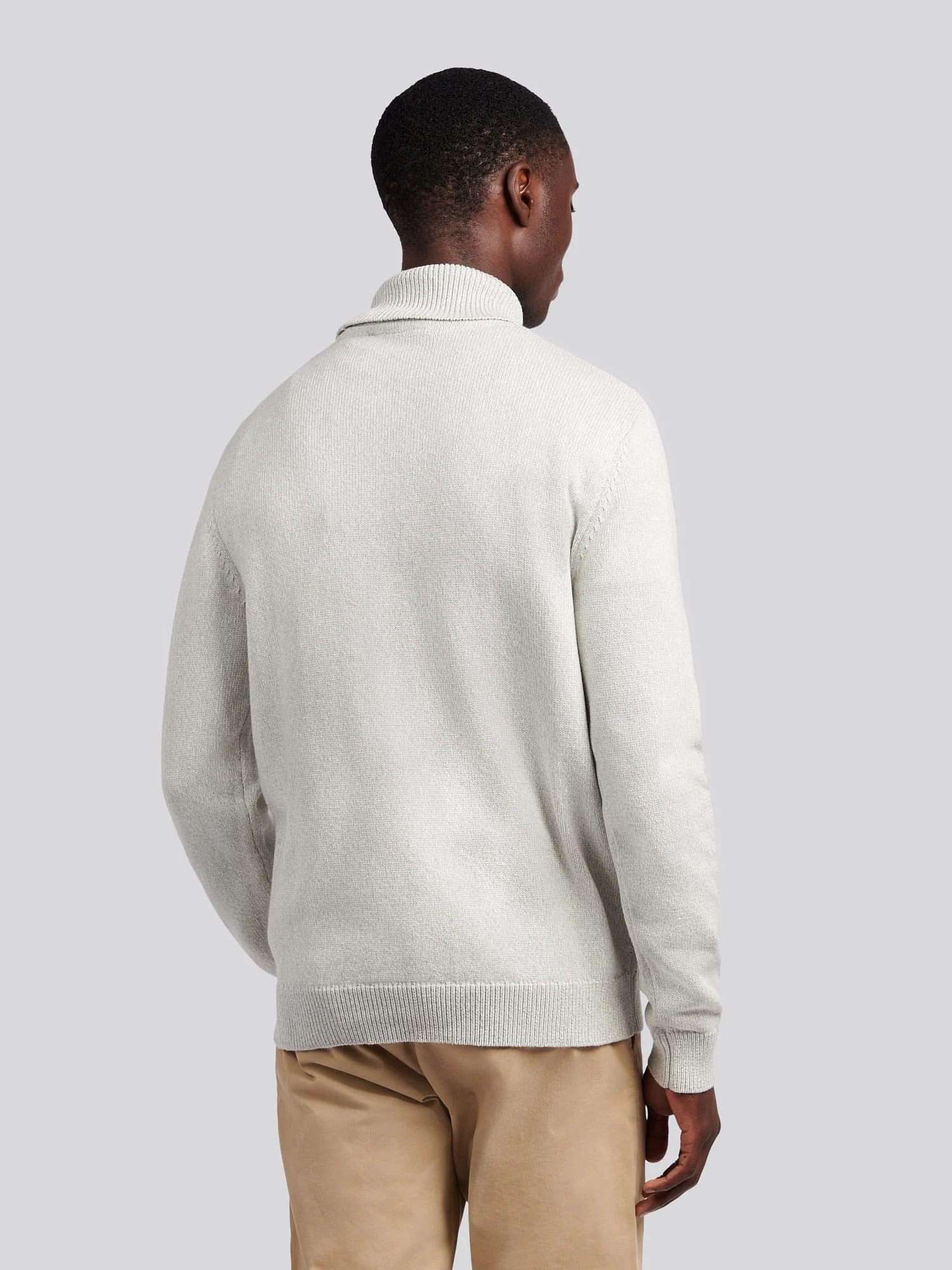 Mens Twisted Yarn Knit Roll Neck in High Rise - Image 3