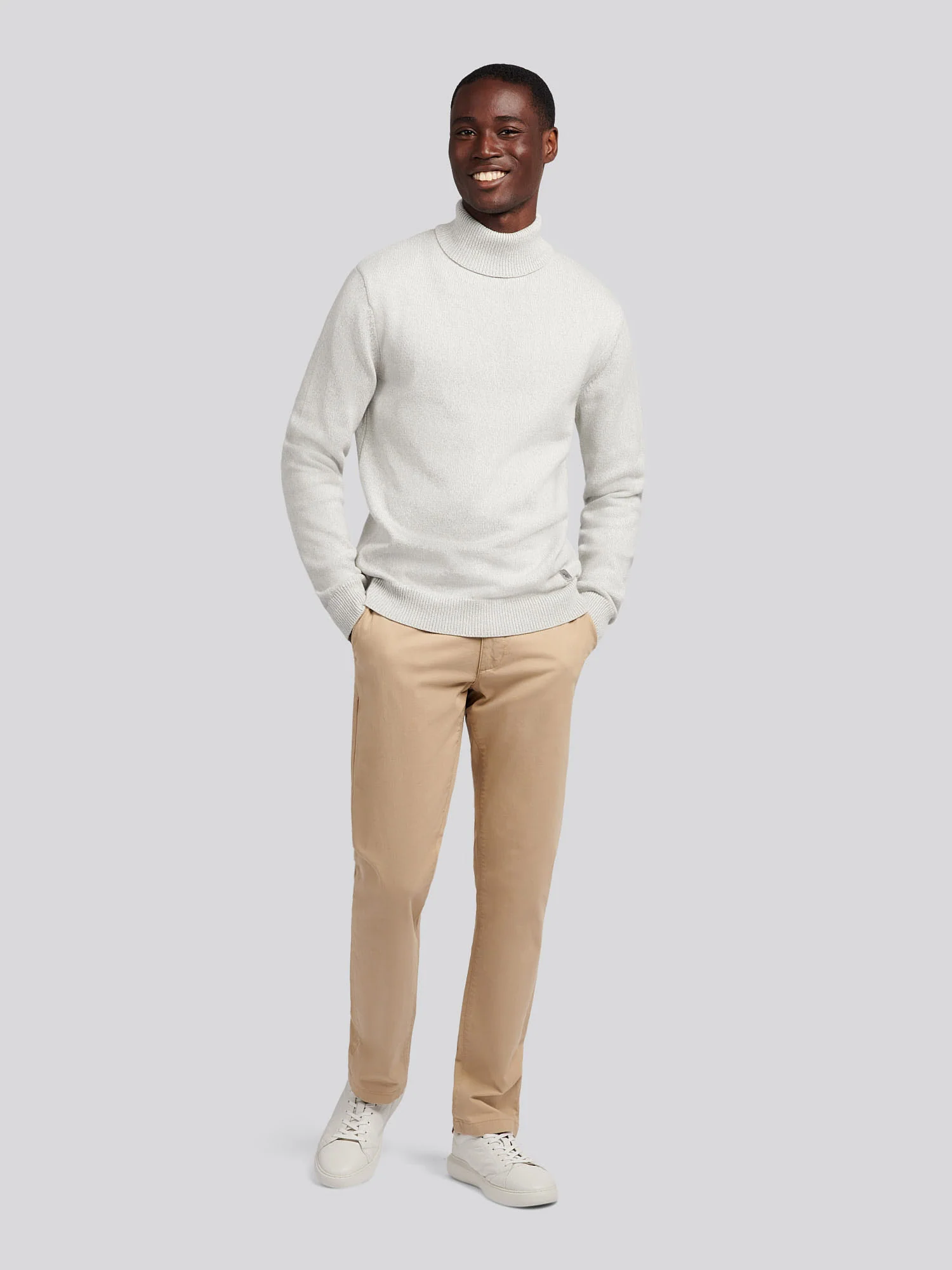 Mens Twisted Yarn Knit Roll Neck in High Rise - Image 4