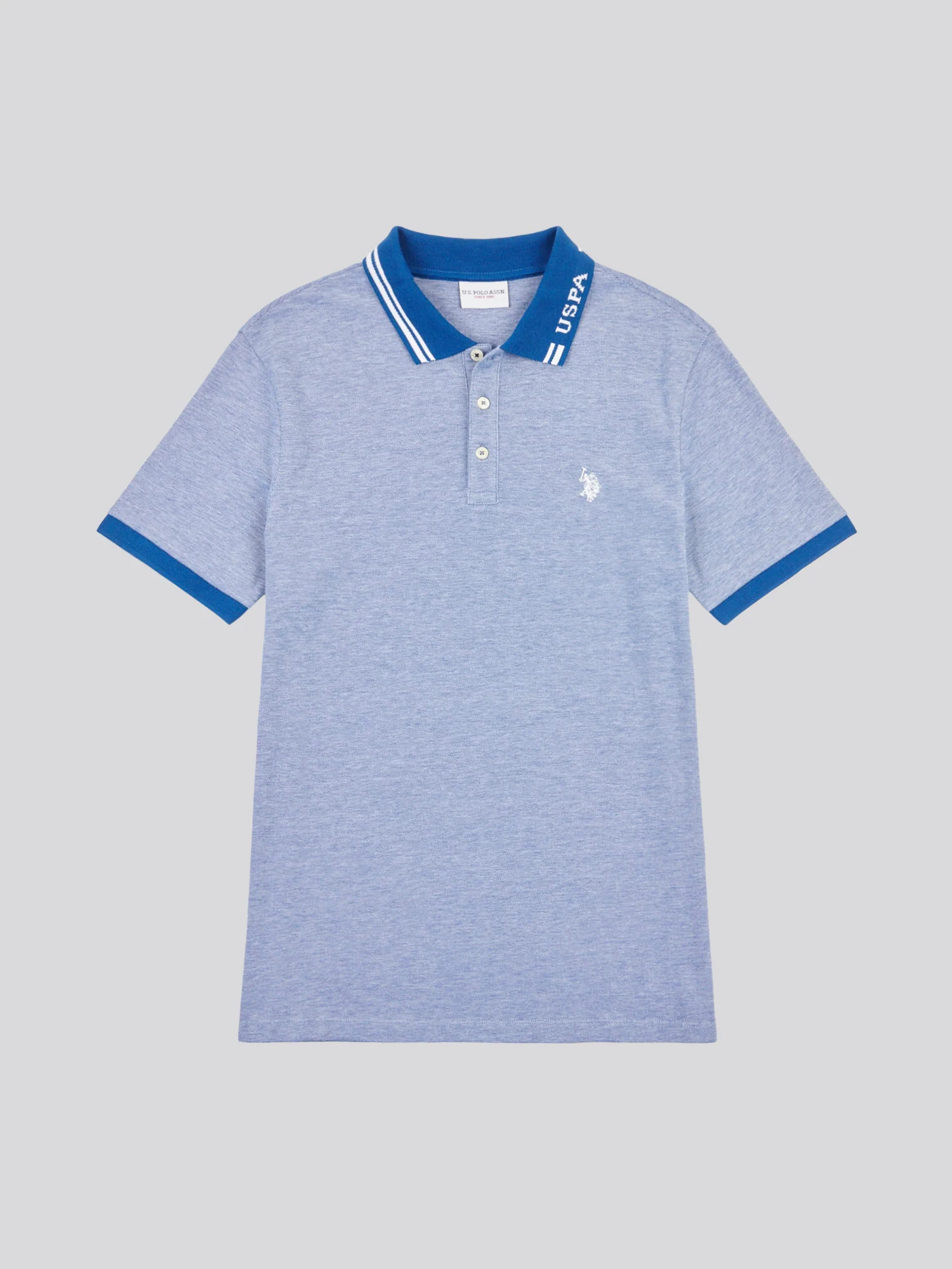 Mens Two Tone Pique Polo Shirt in Navy Peony - Image 5
