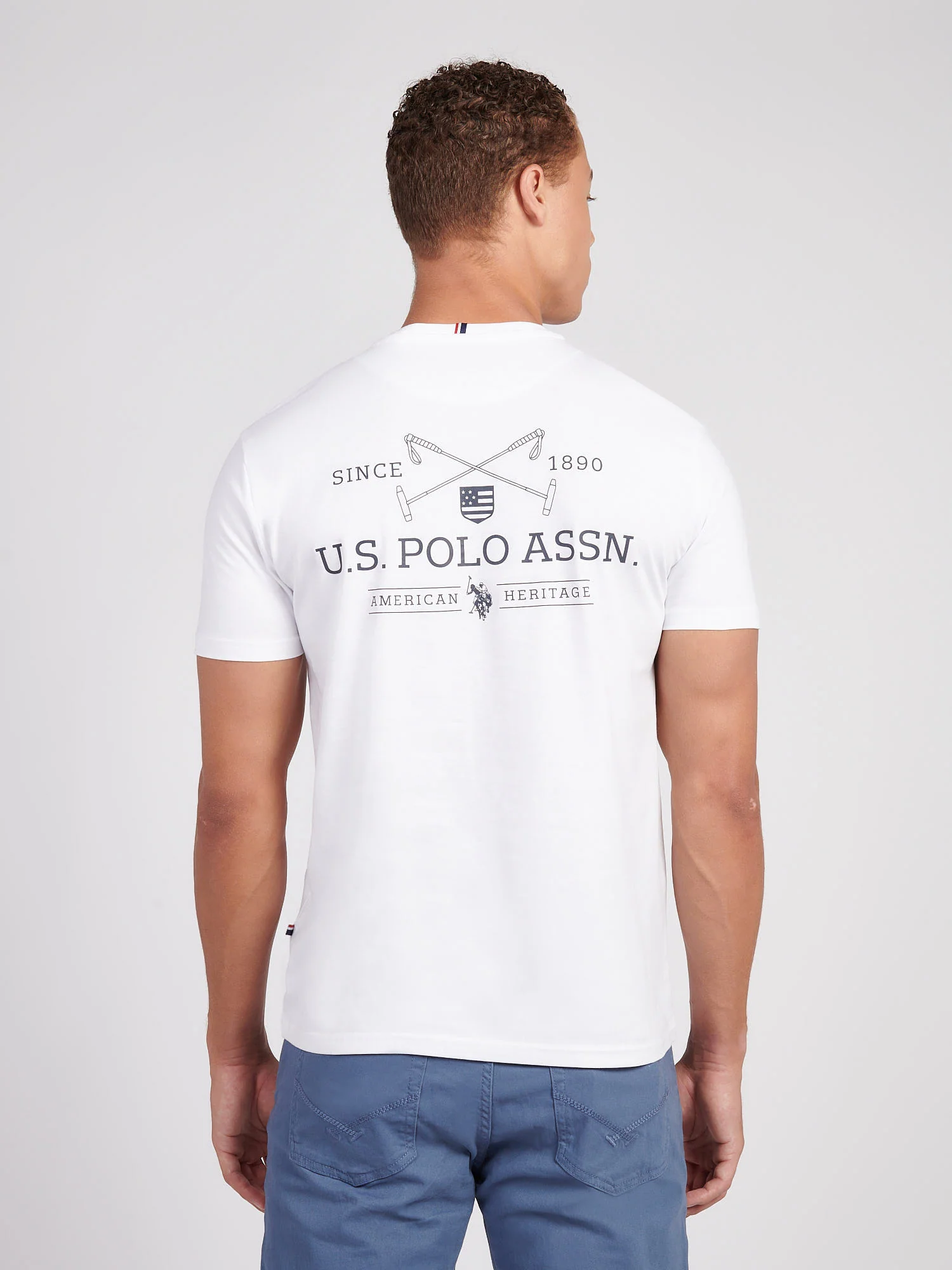 Mens USPA Back Graphic T-Shirt in Bright White - Image 4