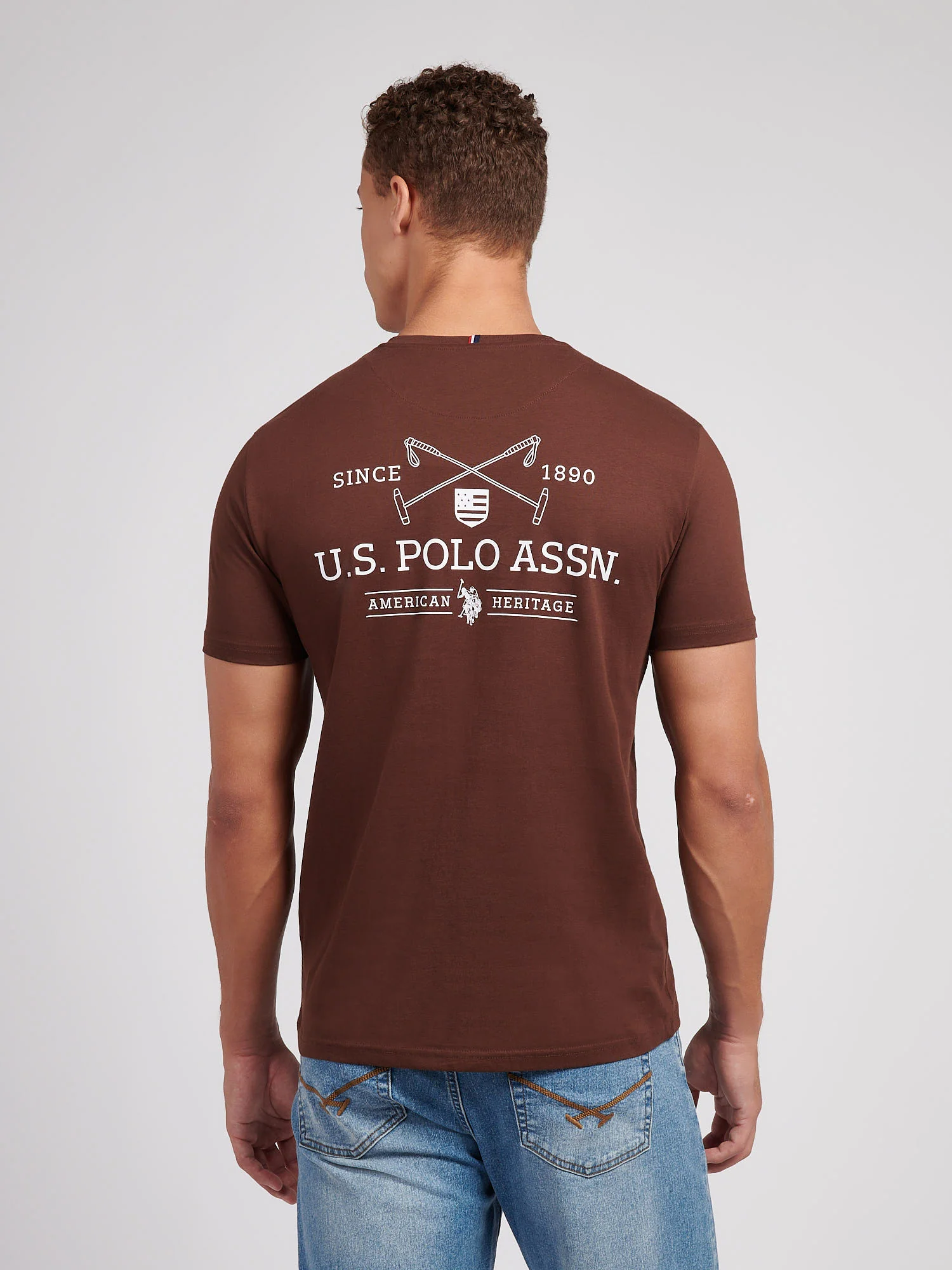 Mens USPA Back Graphic T-Shirt in Chocolate Martini - Image 4