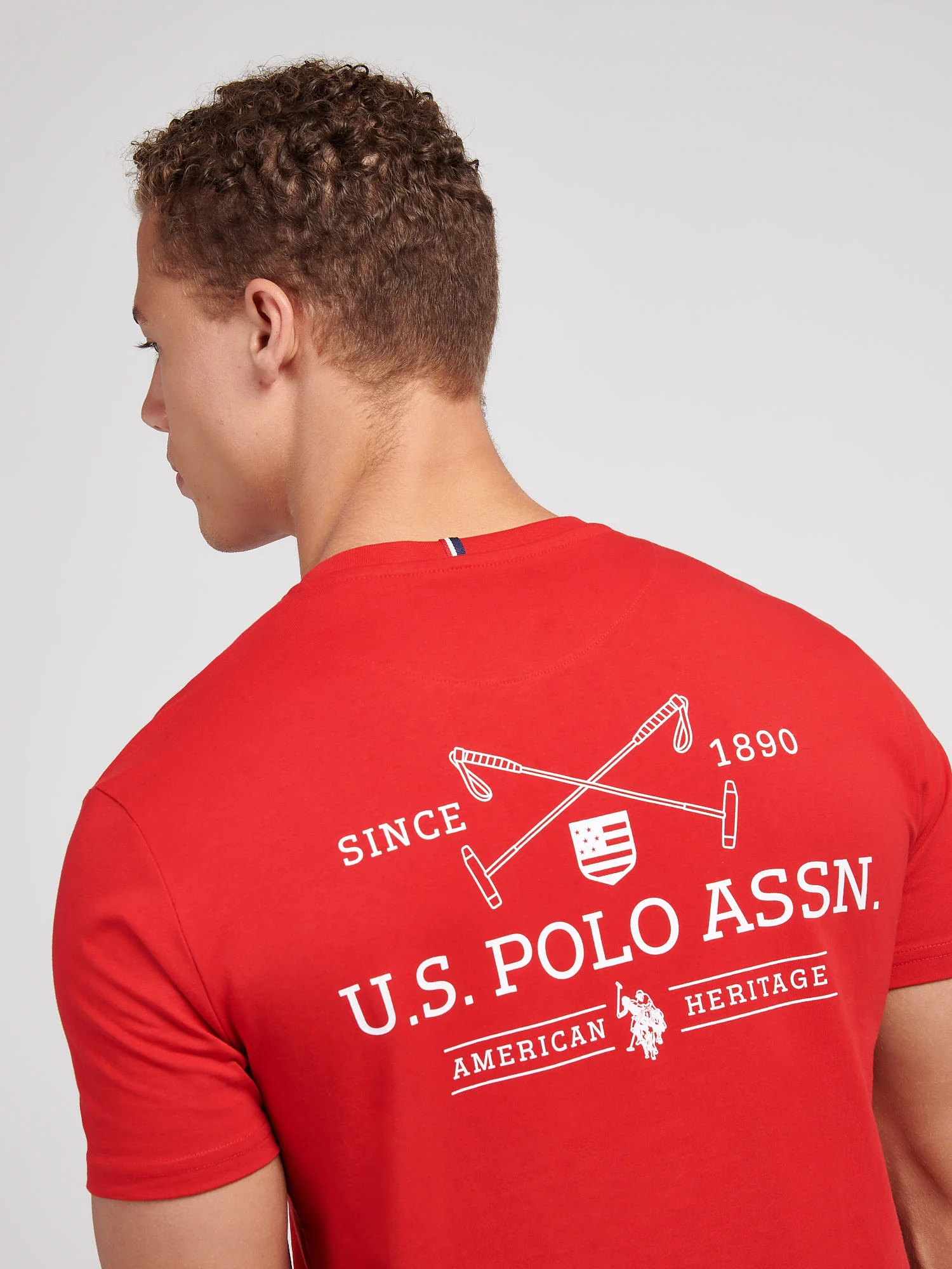 Mens USPA Back Graphic T-Shirt in Haute Red - Image 2