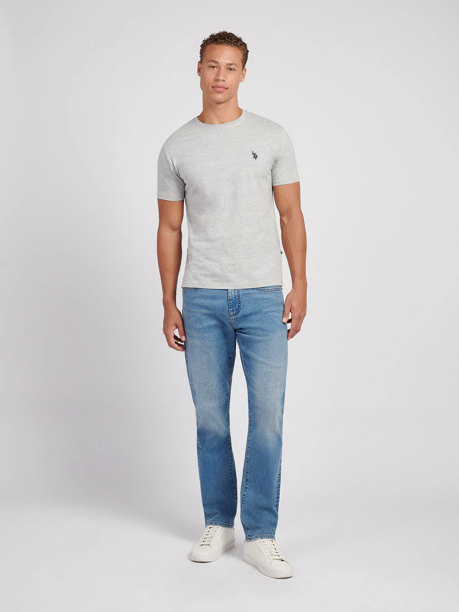 Mens USPA Back Graphic T-Shirt in Mid Grey Marl - Image 3