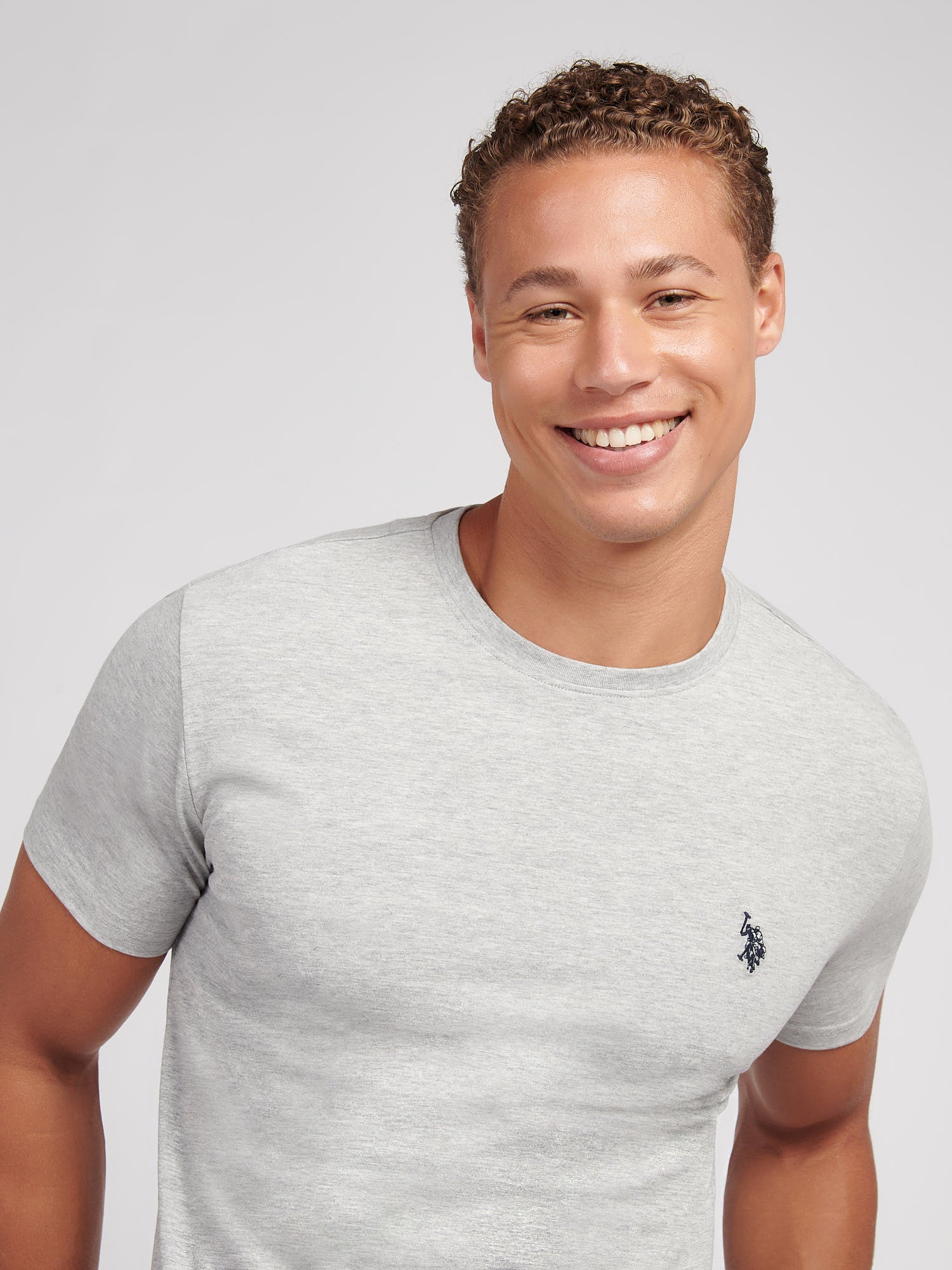Mens USPA Back Graphic T-Shirt in Mid Grey Marl - Image 5