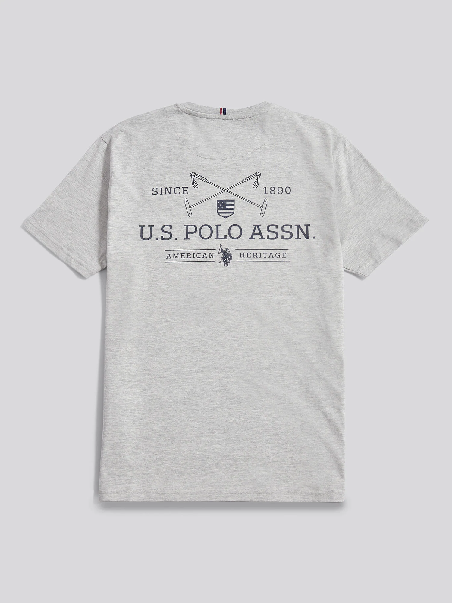 Mens USPA Back Graphic T-Shirt in Mid Grey Marl - Image 8